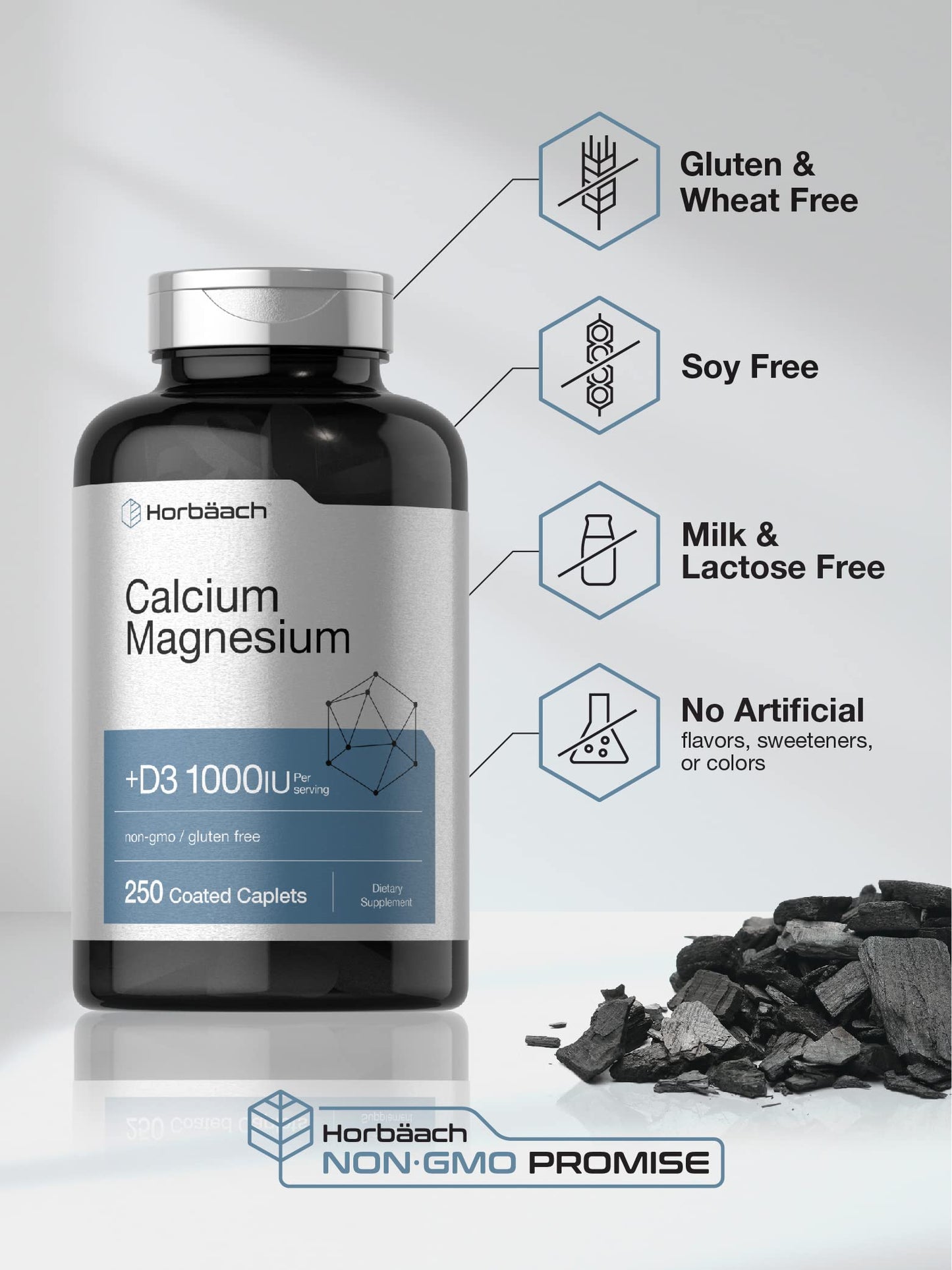Horbäach Calcium Magnesium Vitamin D3 Caplets 250