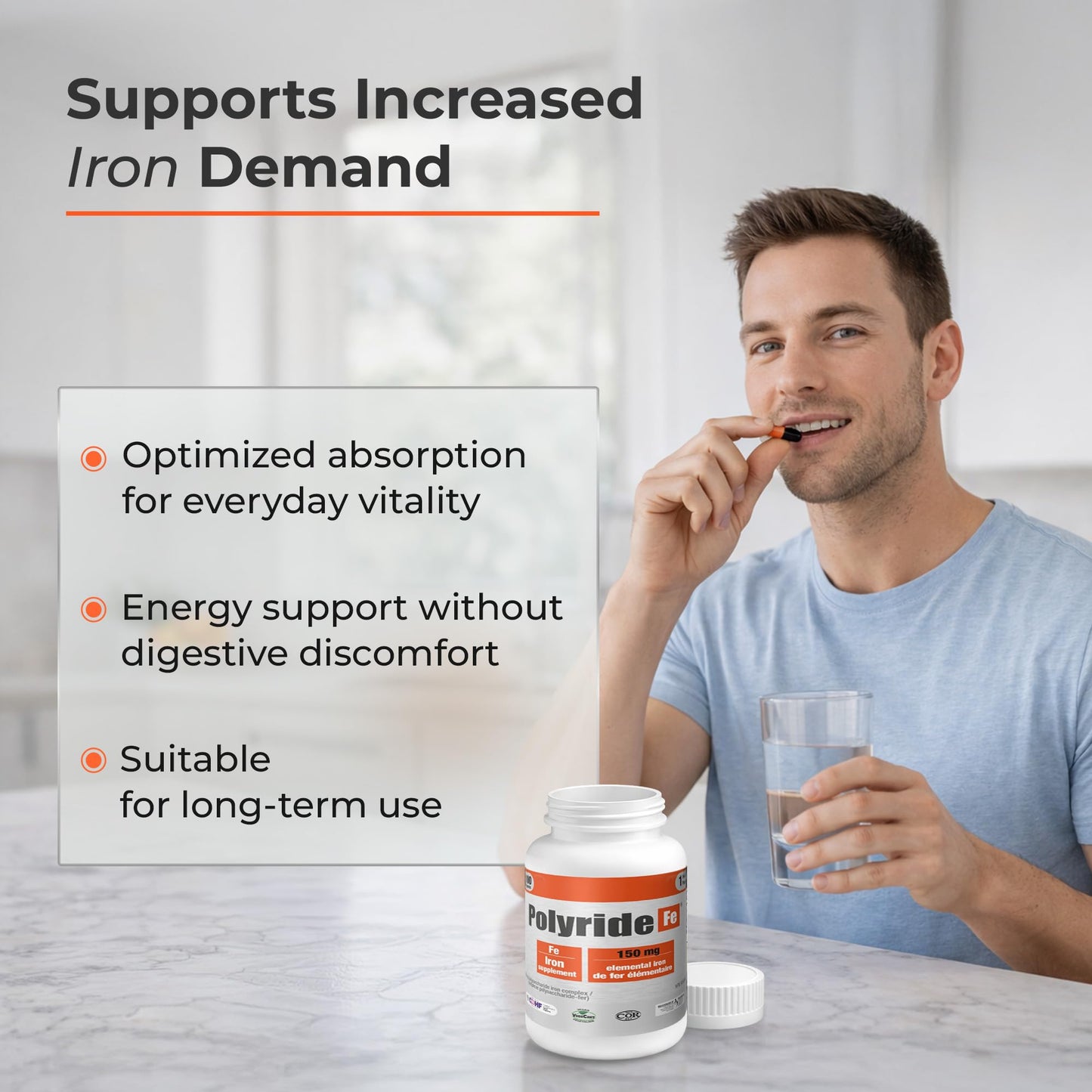 POLYRIDE FE Vegan Iron Supplement Capsule 1 Count