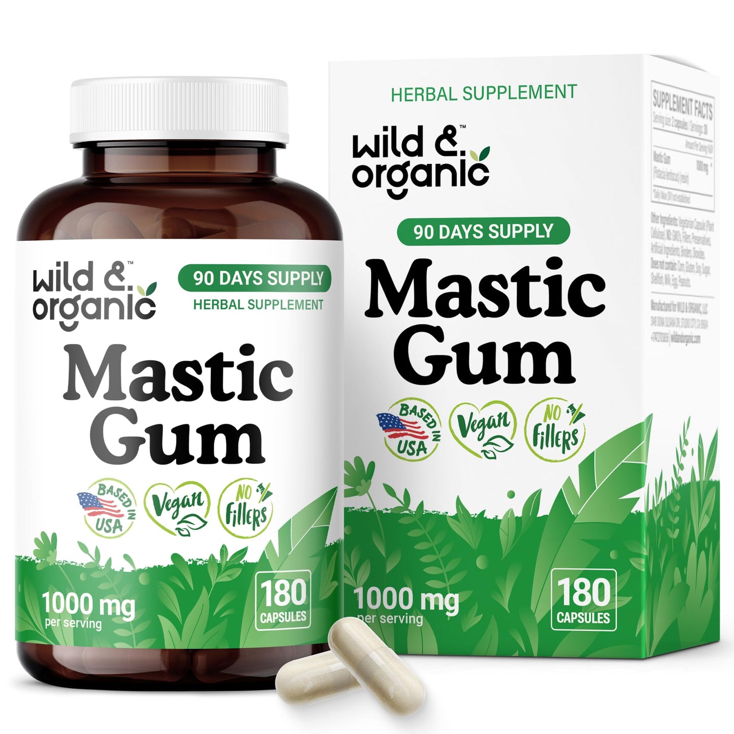 Wild & Organic Mastic Gum Capsules, 180 Count