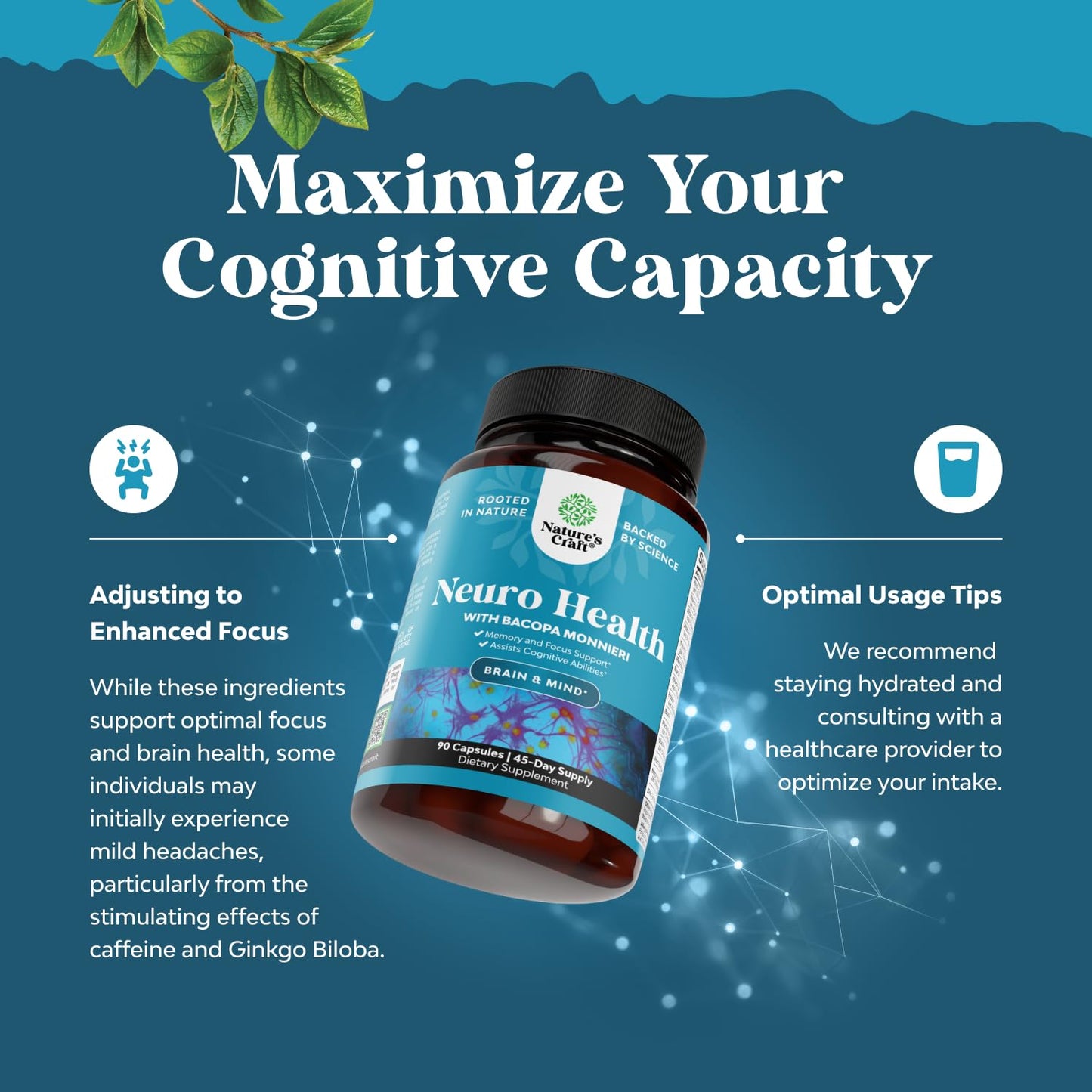 Natures Craft Nootropic Brain Supplement for Memory and Focus Support Capsules 90 Count