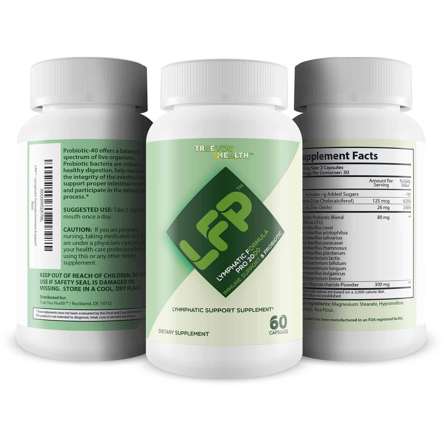 True You Health Lymphatic Formula Pro 2000 Immune Support & Probiotic Capsules, 1 Count