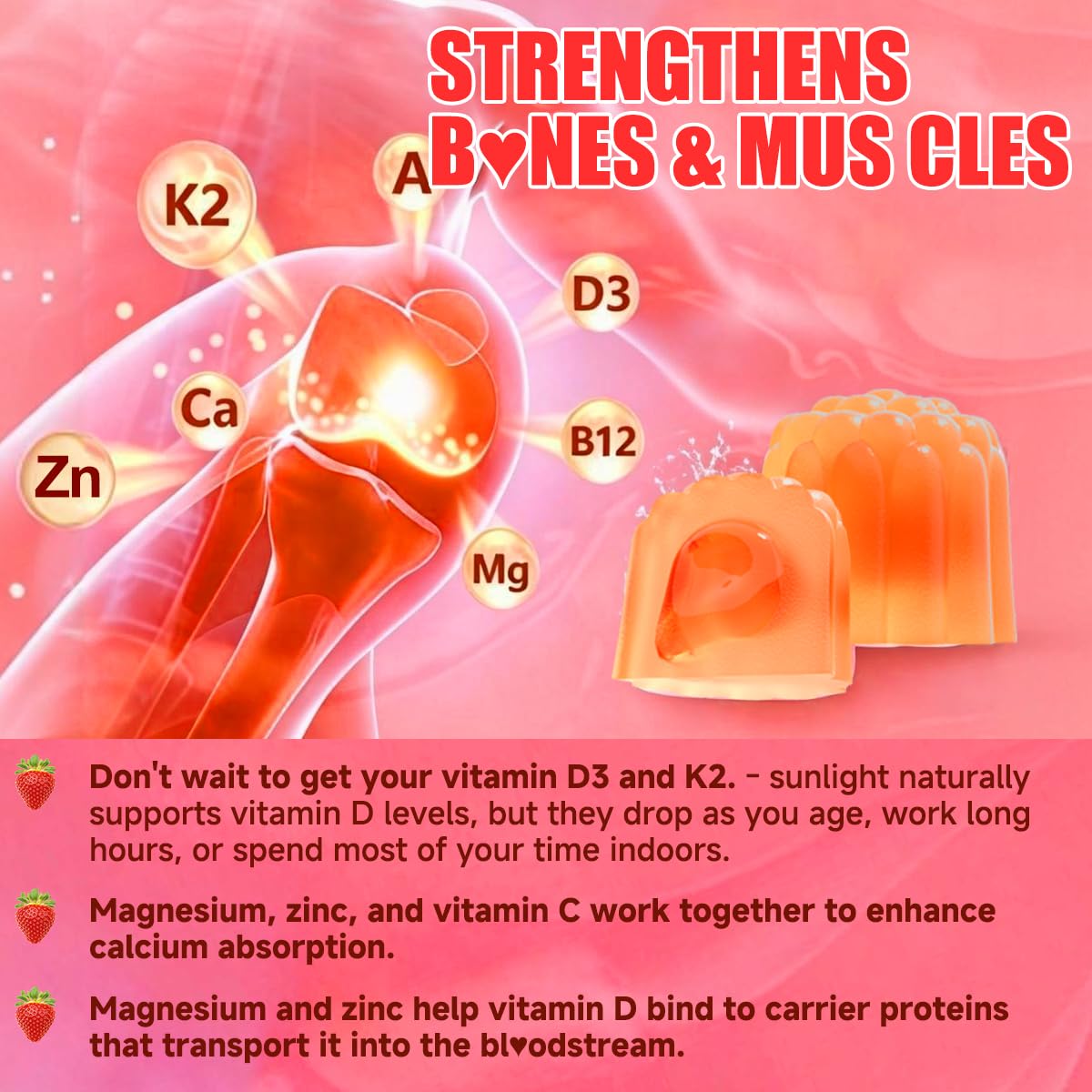 BSSTABBON Vitamin D3 K2 Gummies 10000IU for Women High Calcium Absorption, 120 Gummies