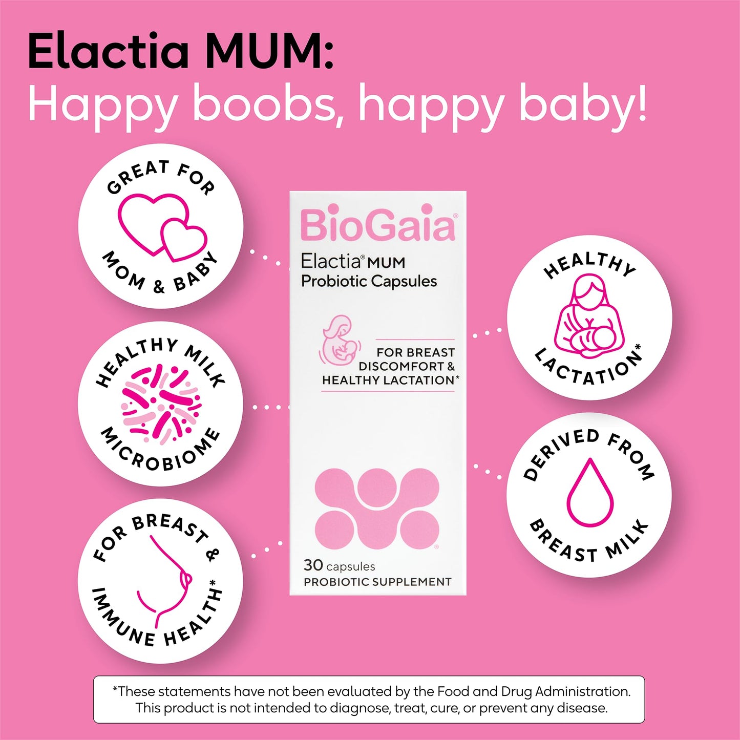 BioGaia Elactia Breastfeeding Probiotic Capsule, 30 Count