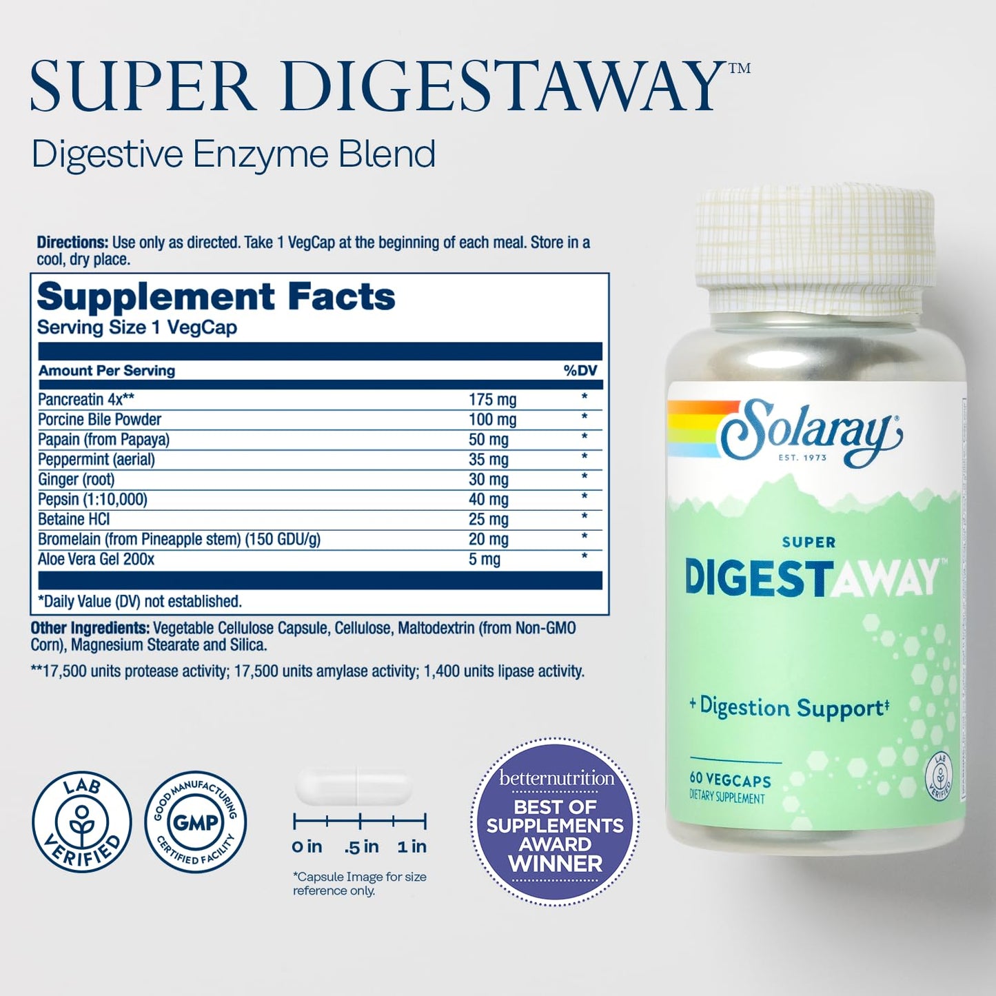 SOLARAY Super Digestaway Digestive Enzymes Capsule 60