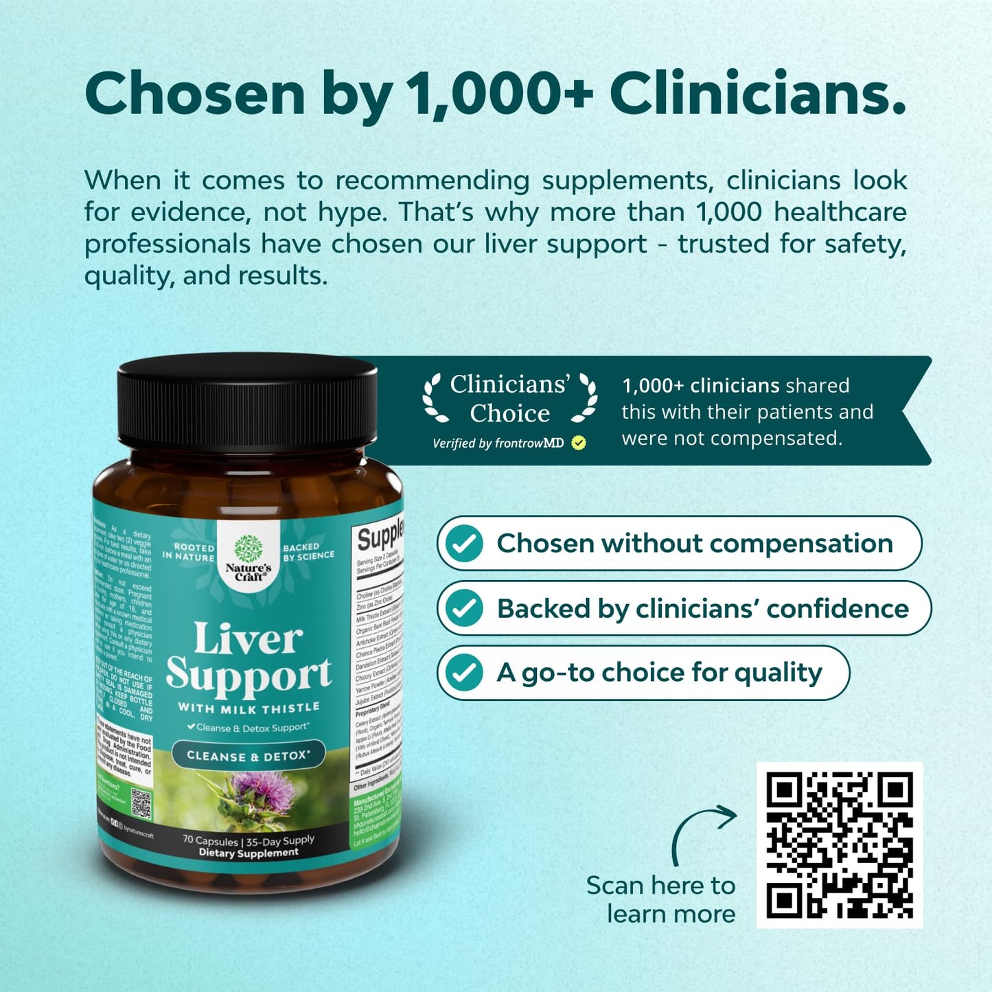Natures Craft Liver Cleanse Detox & Repair - Milk Thistle Supplement for Digestion & Immune Health - Ginger Root, Choline & Dandelion Root - Herbal Liver Support with Silymarin, Beetroot & Artichoke 70 Capsules