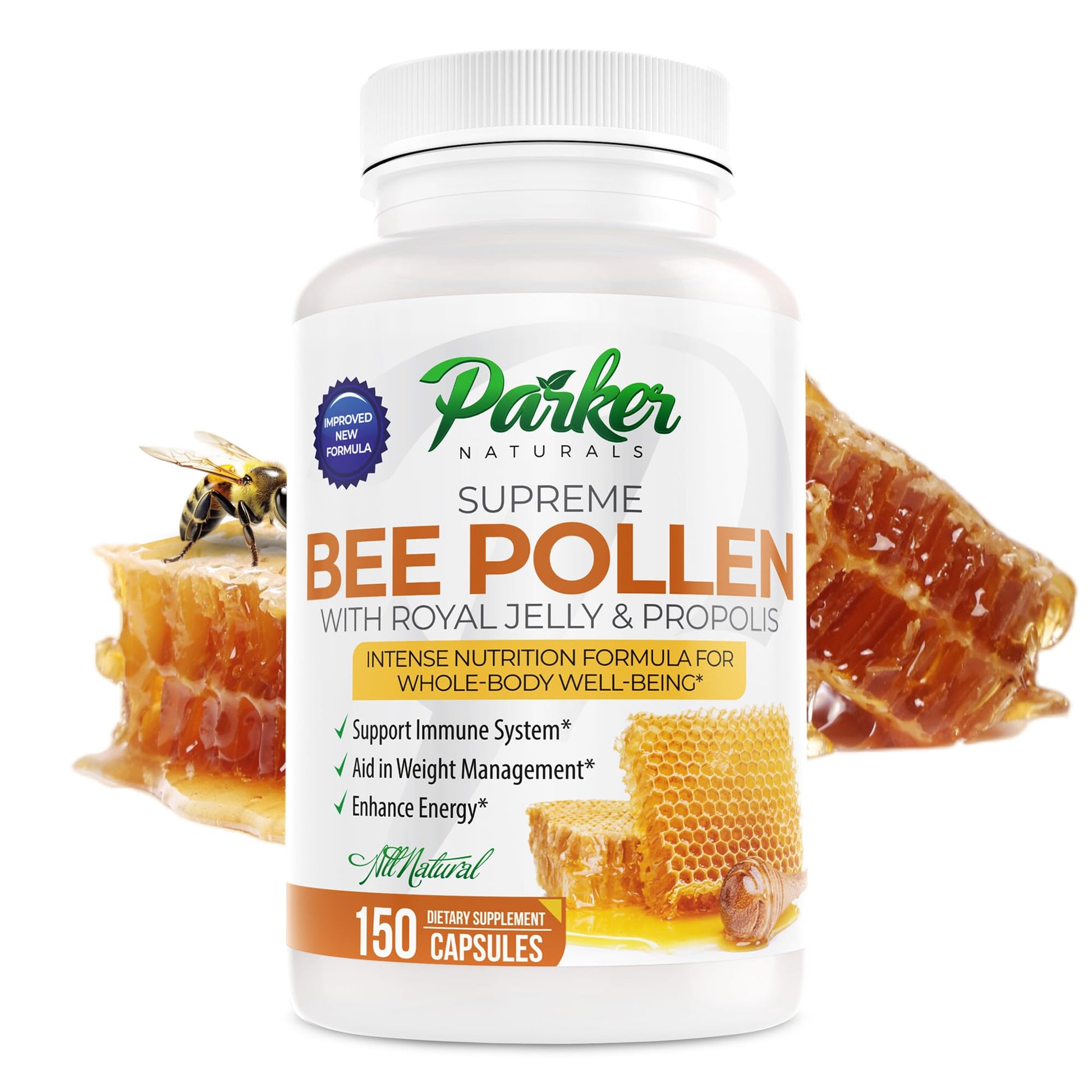Parker Naturals Supreme Bee Pollen Capsules, 150 Capsules