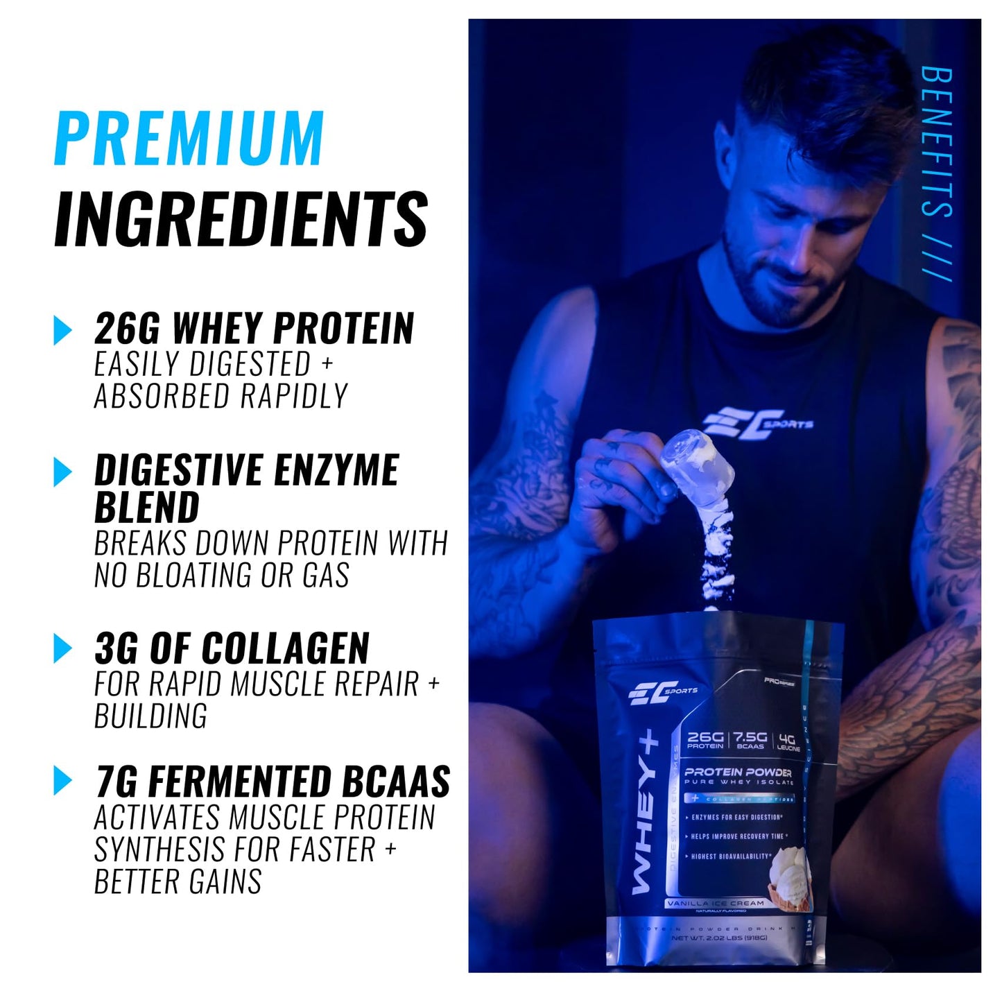EC Sports Whey Protein Powder, 24.339 Servings