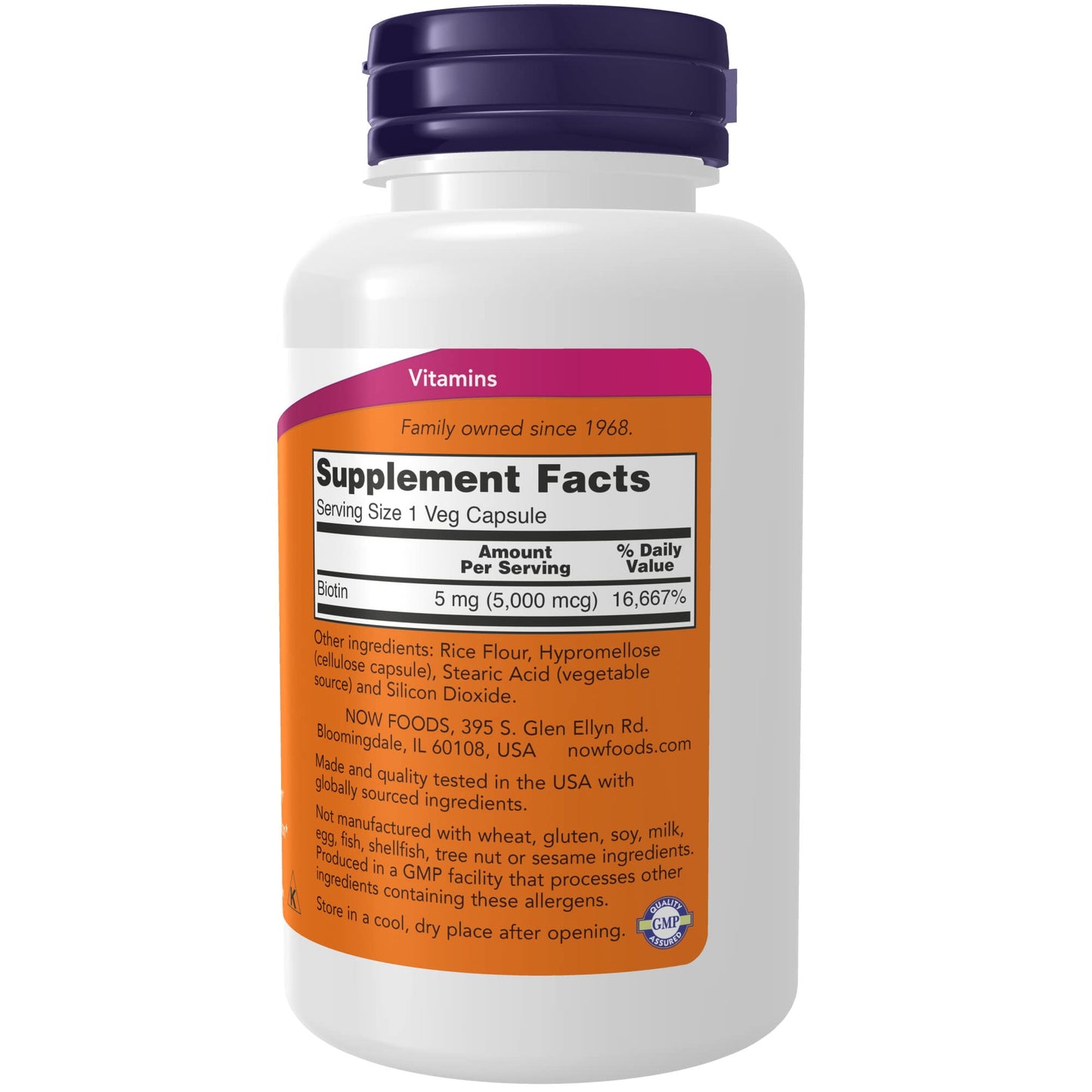 NOW Foods Biotin 5000 mcg Capsules, 120 Capsules