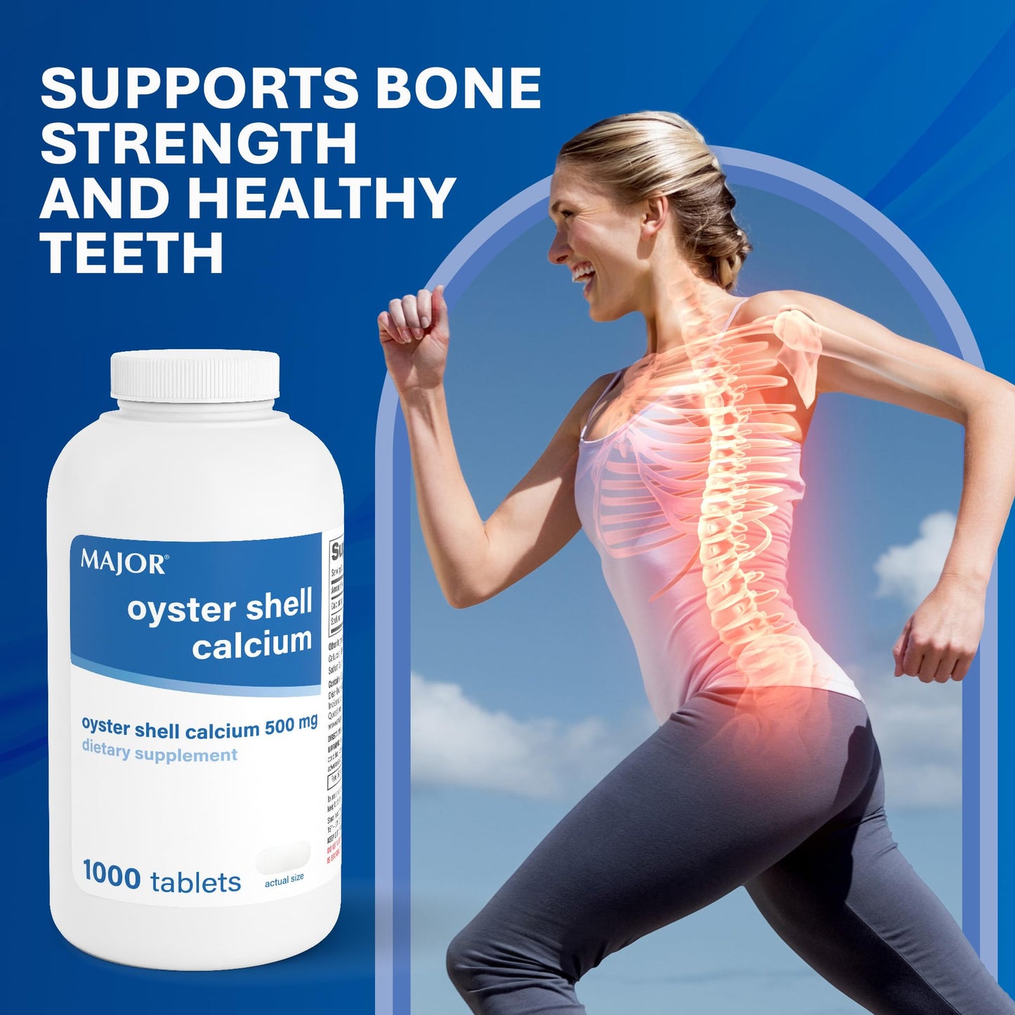 MAJOR Oyster Shell Calcium 500mg Tablets, 1000 Count