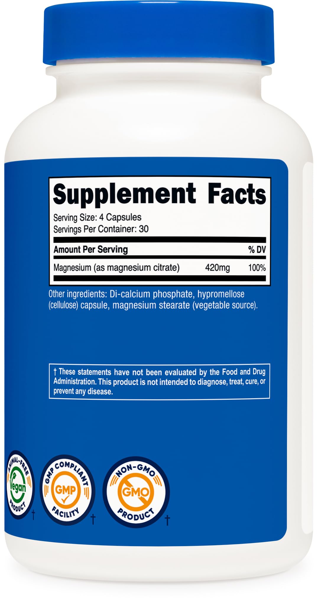 Nutricost Magnesium Citrate 420mg Capsules, 120 Count