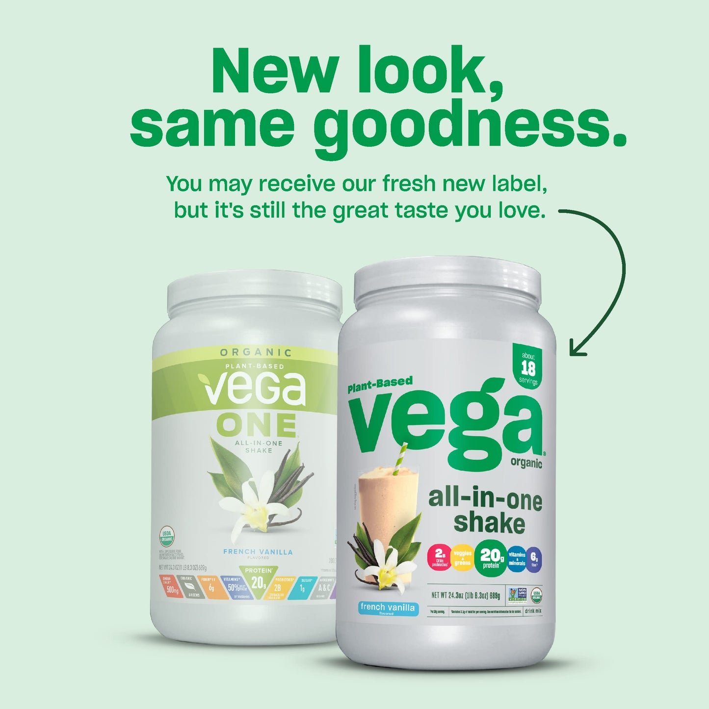 Vega Organic All-in-One Vegan Protein Powder French Vanilla 1.52 lb (Pack of 12)