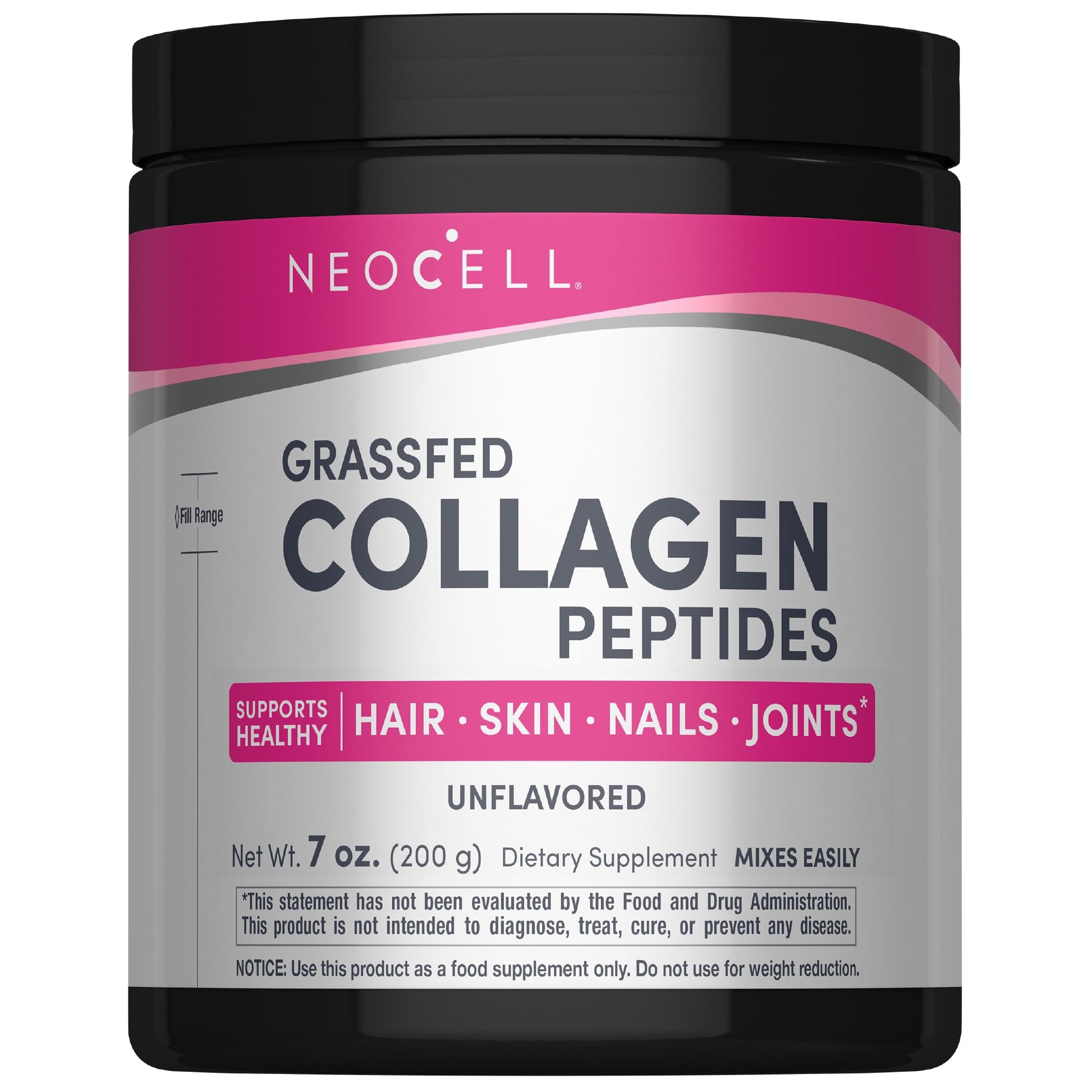 NeoCell Grassfed Collagen Peptides Powder 7 oz Unflavored Hair, Skin, & Nails