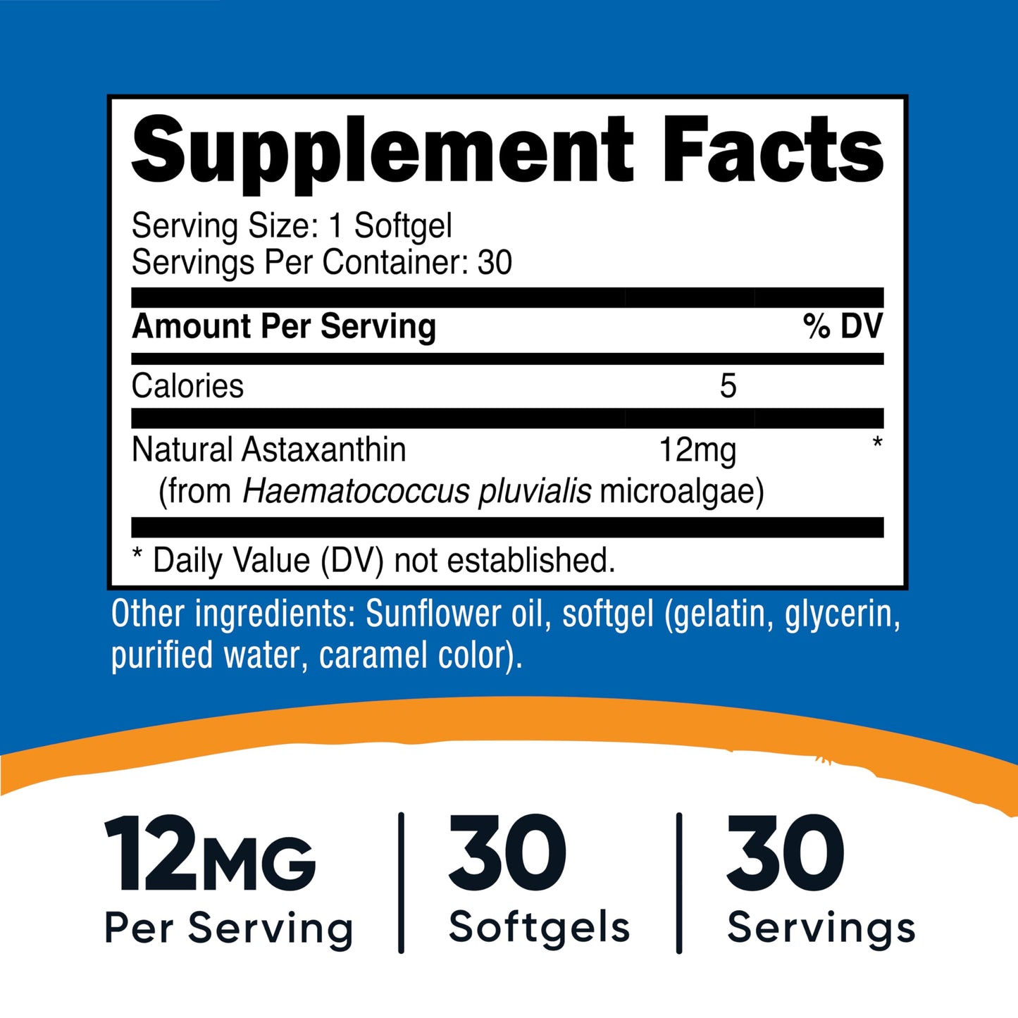 Nutricost Astaxanthin 12mg Softgels 30 Count