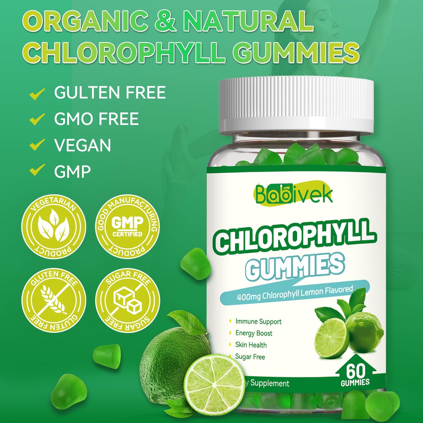 Babivek Chlorophyll Gummies 60 Count