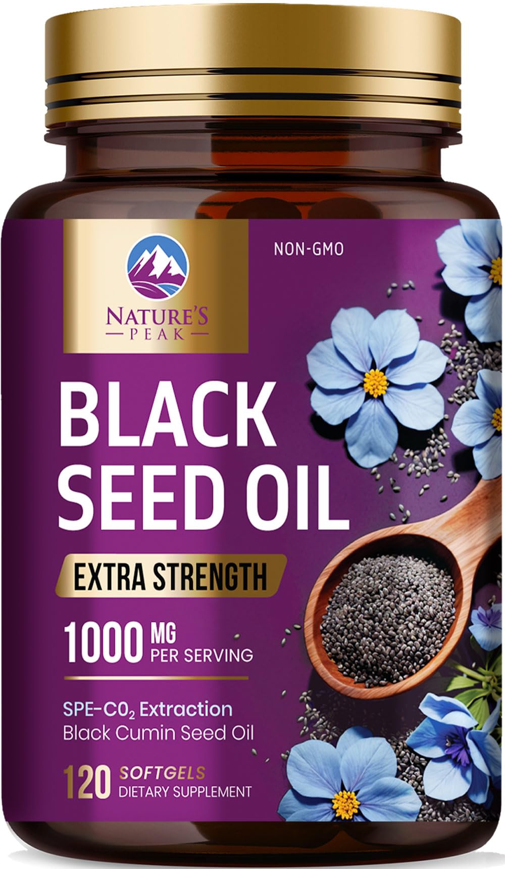 Nature's Peak Black Seed Oil Softgels 1000mg, 120 Softgels