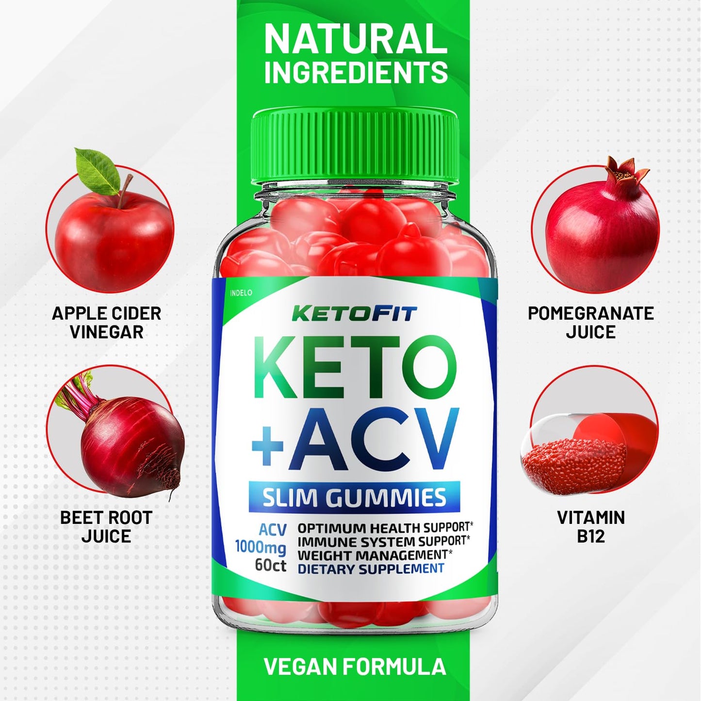 Indelo Ketofit ACV Gummies 60 Count