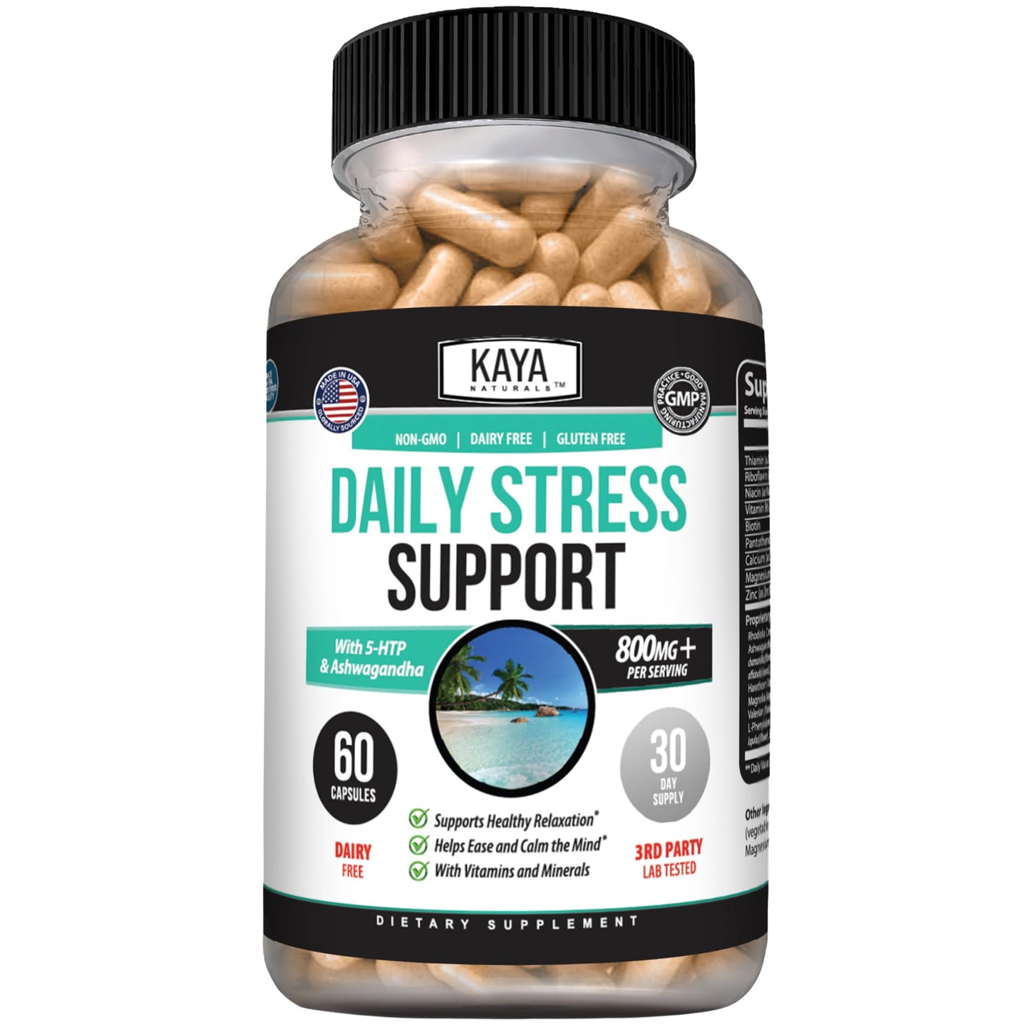 Kaya Naturals Natural Herbal Stress Support Vitamin Capsule 60 Capsules