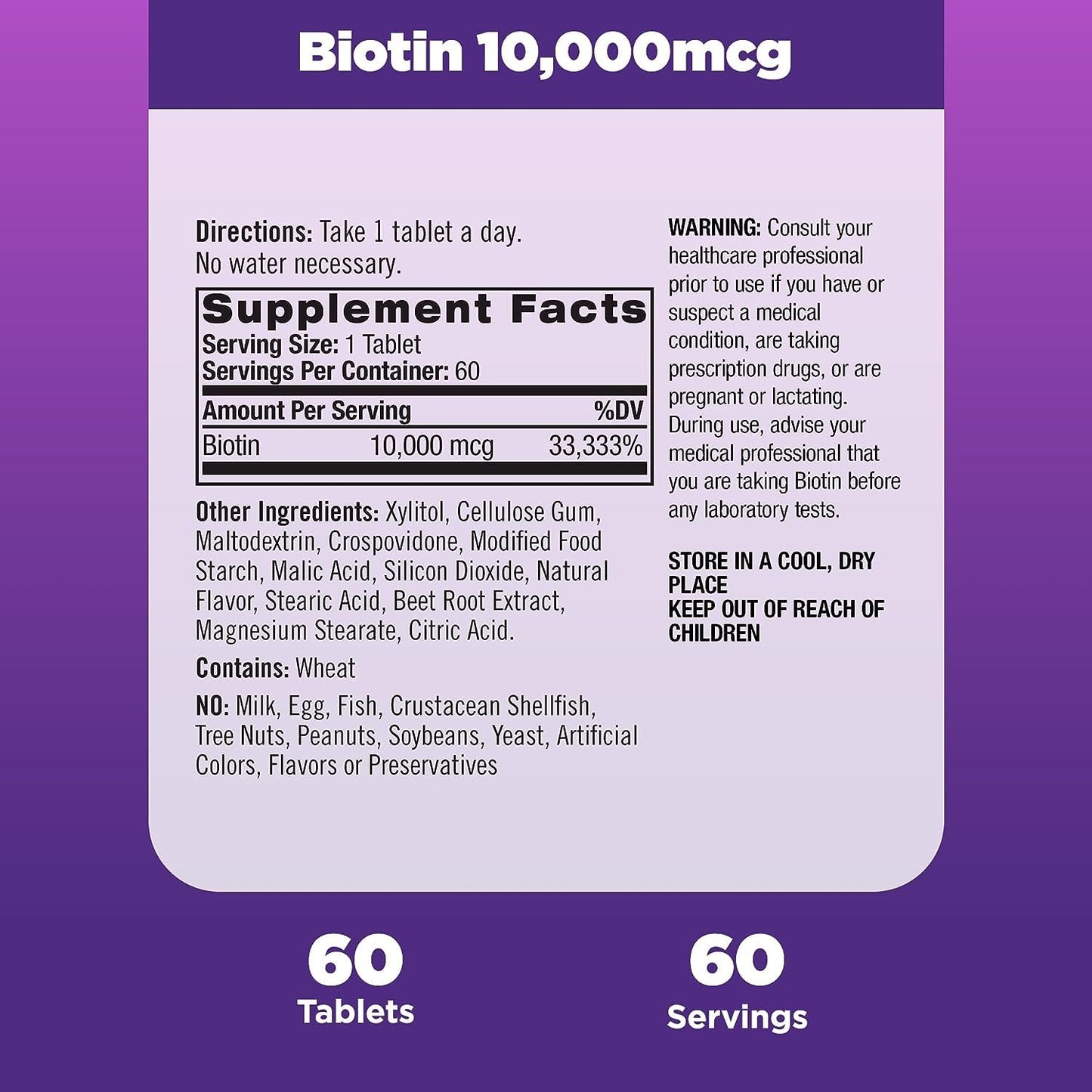 Natrol Biotin 10000mcg Fast-Dissolve Capsule, 60 Count