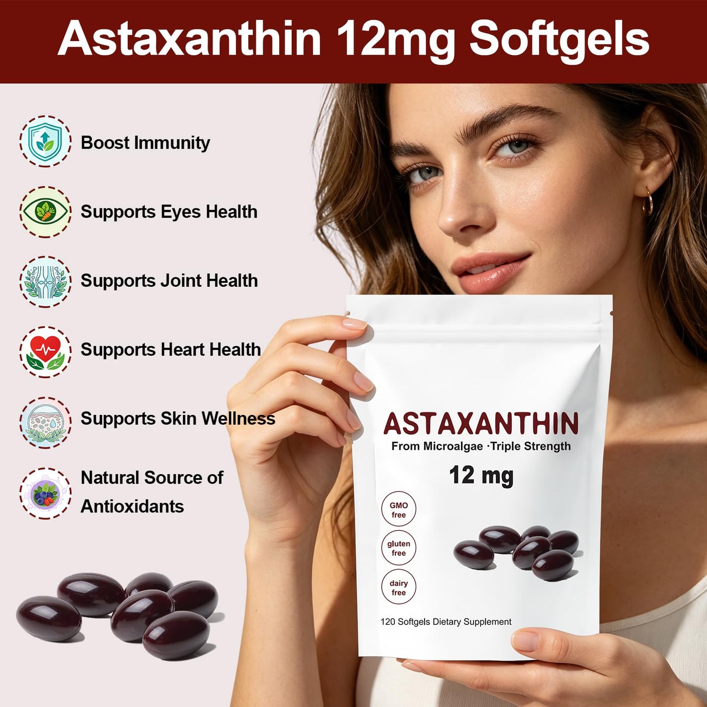 HICFRWE Astaxanthin 12mg Softgel 120-count