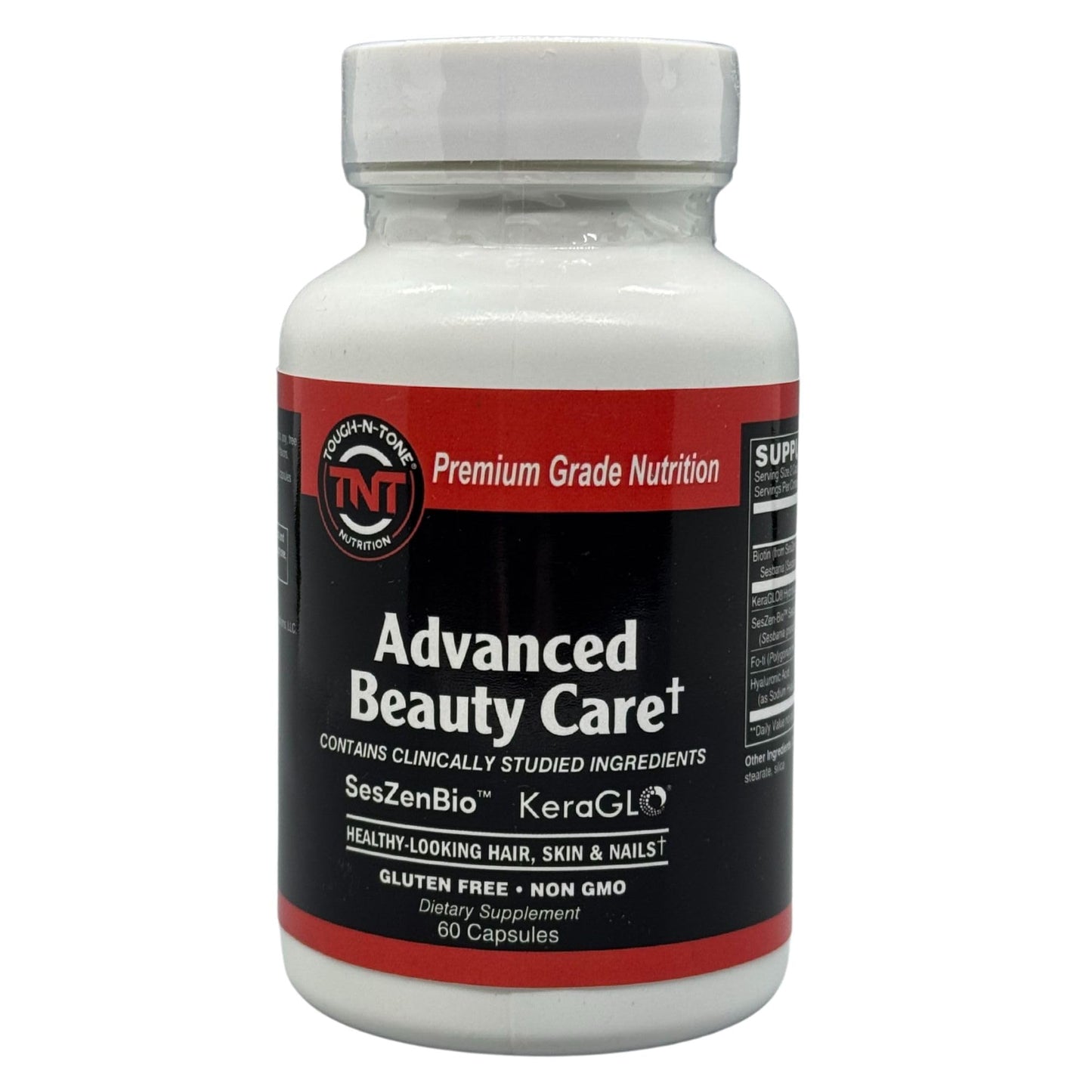 TOUGH-N-TONE Advanced Beauty Care – Vegan Biotin with SesZen-Bio®, KeraGLO® Keratin, Fo-Ti & Hyaluronic Acid – Hair, Skin & Nail Support Supplement – Non-GMO & Gluten-Free, 60 Capsules