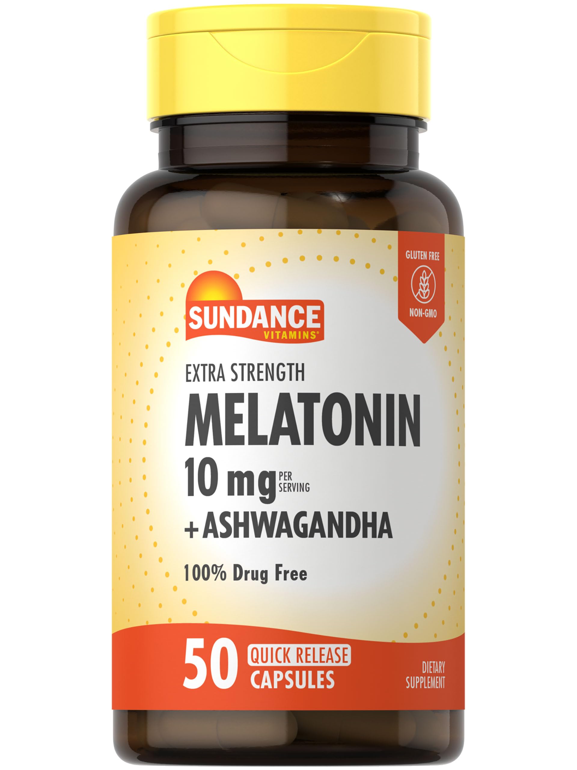Sundance Melatonin 10mg with Ashwagandha Capsule, 50 Count