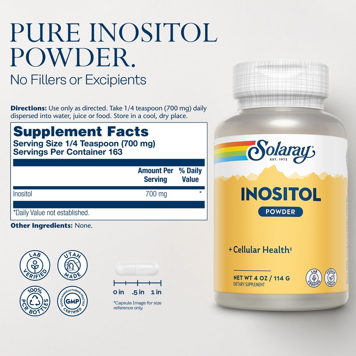 Solaray Pure Inositol Powder, 4 oz