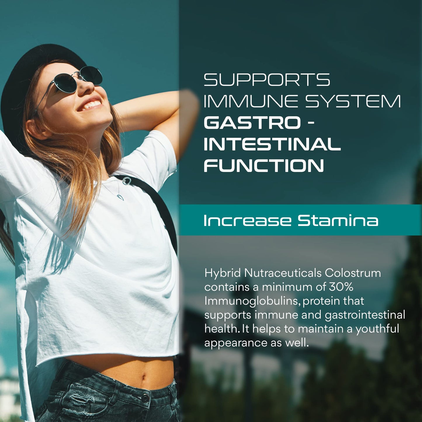 Hybrid Nutraceuticals Bovine Colostrum Supplement Capsules - 120 Count