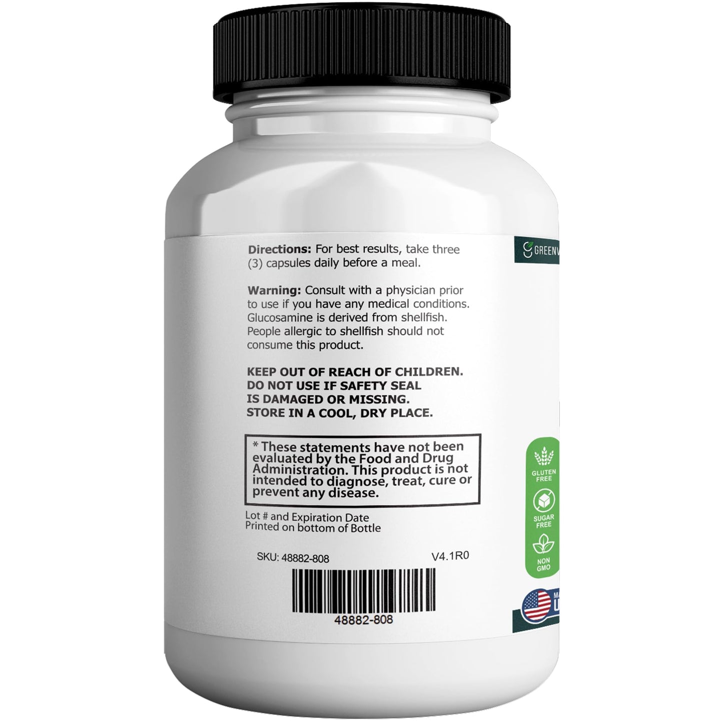 GREENVIFY Healthy Flow Joint Support Max, 1500mg Glucosamine, 120 Capsules