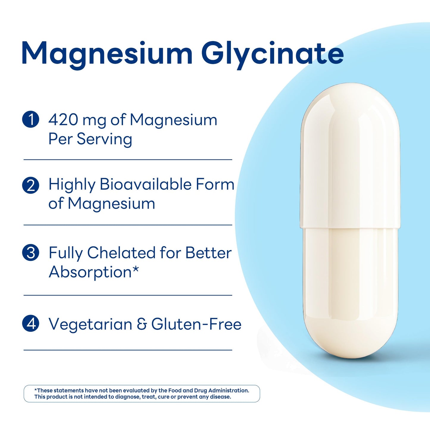 Vitamin World Magnesium Glycinate 420mg with BioPerine High Absorption Chelated Magnesium Supplement for Relaxation, Heart, Muscle, Bone, Nerve Health, Gluten-Free, 90 Vegetarian Capsules