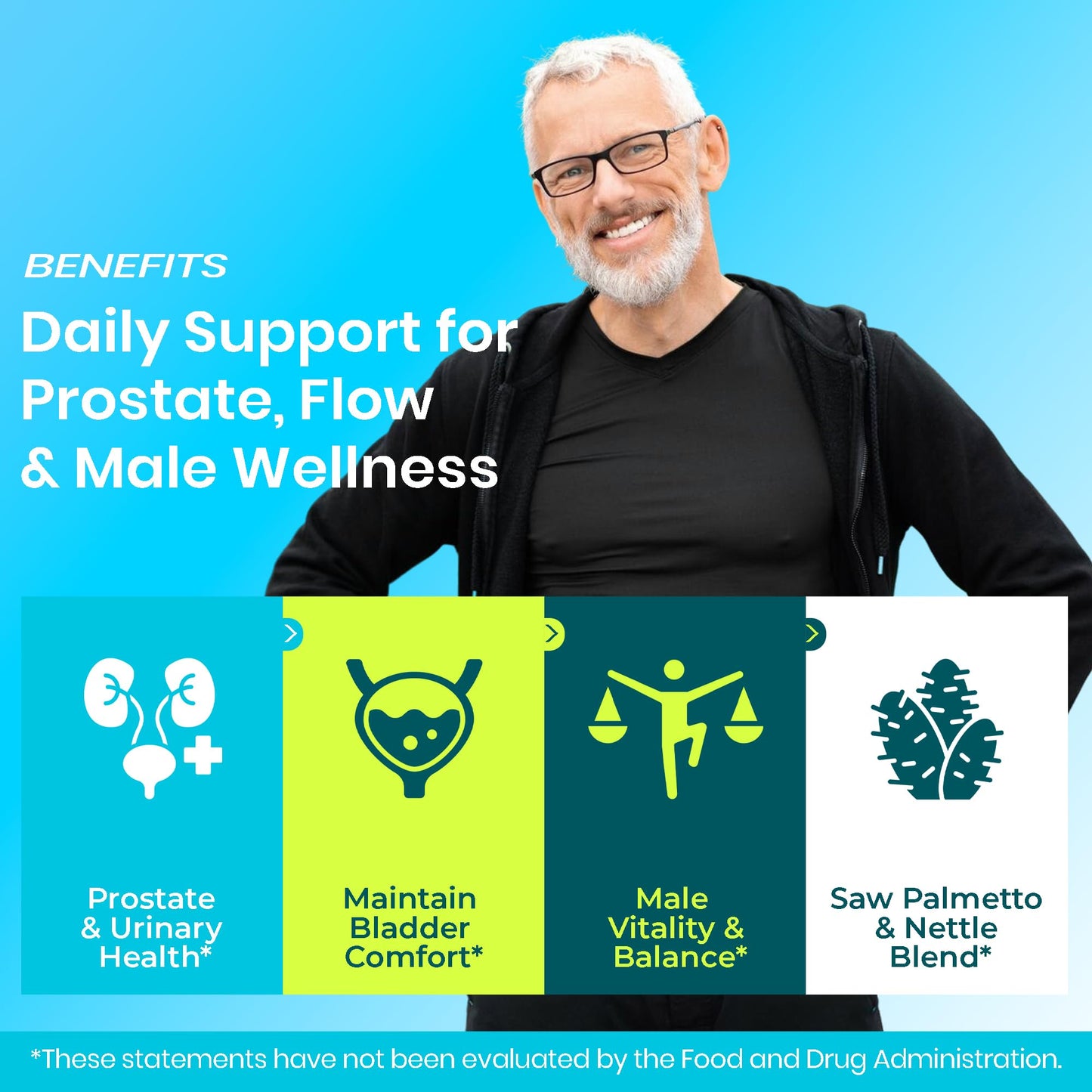 FIRSTORGANIC Men's Prostate Health & Urinary Comfort Support with Saw Palmetto, Stinging Nettle & Beta-Sitosterol, 120 Capsules
