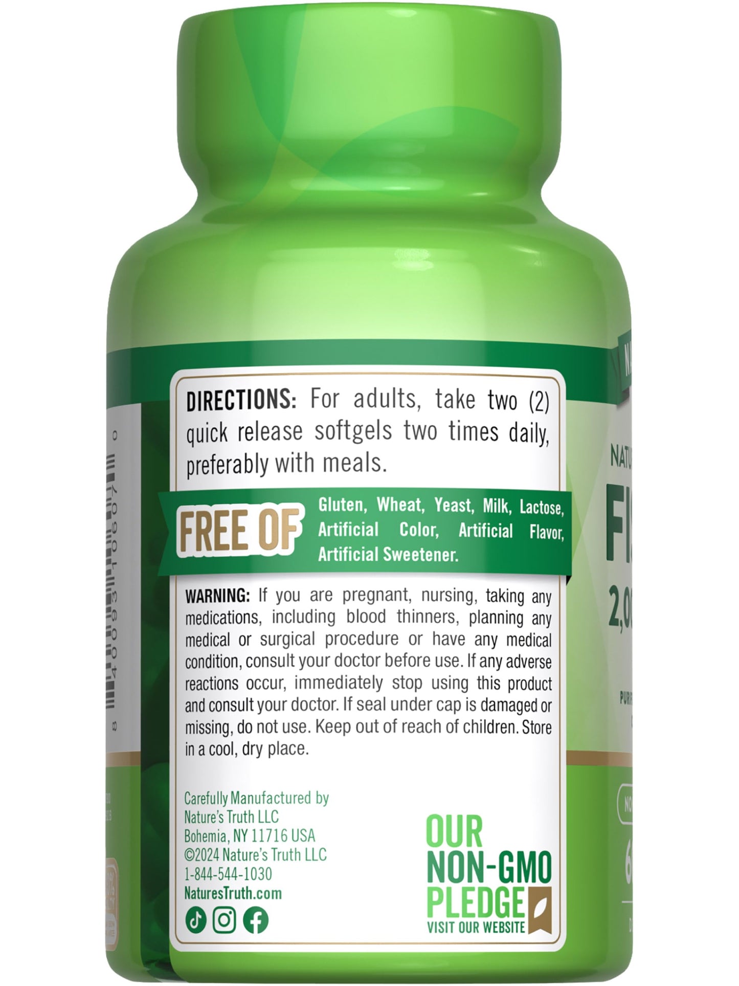 Nature's Truth Fish Oil Omega 3 Supplement 2000mg Softgels 60 Count