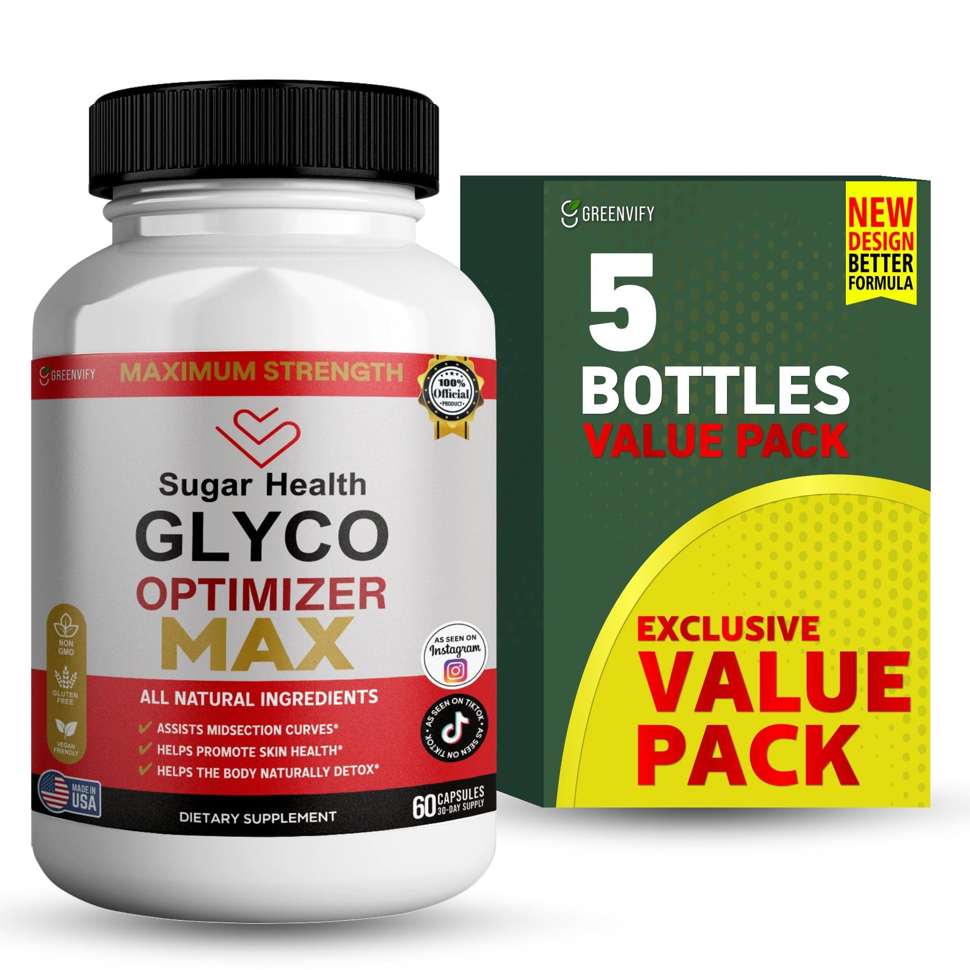 GREENVIFY Sugar Health Glyco Optimizer Max, 60 Capsules