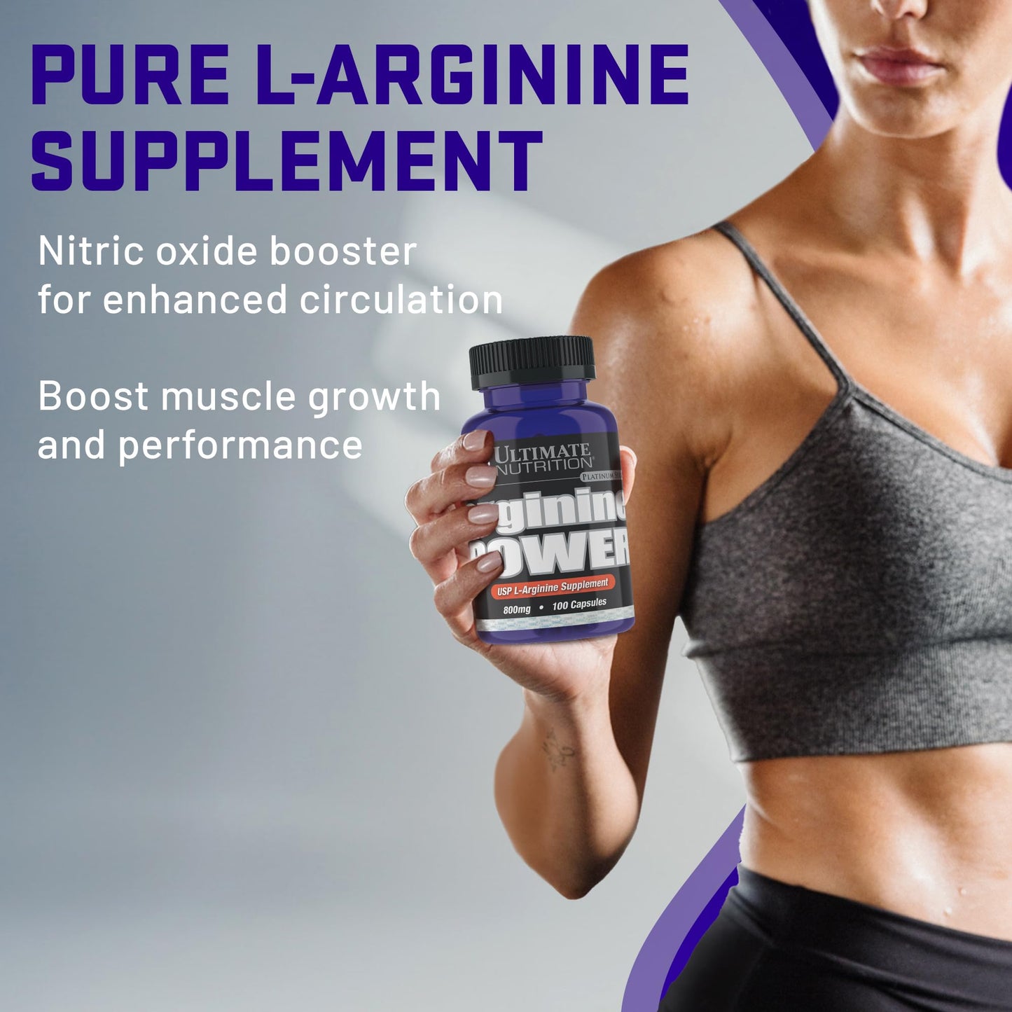 Ultimate Nutrition Arginine Power Supplement Capsules, 100 Capsules