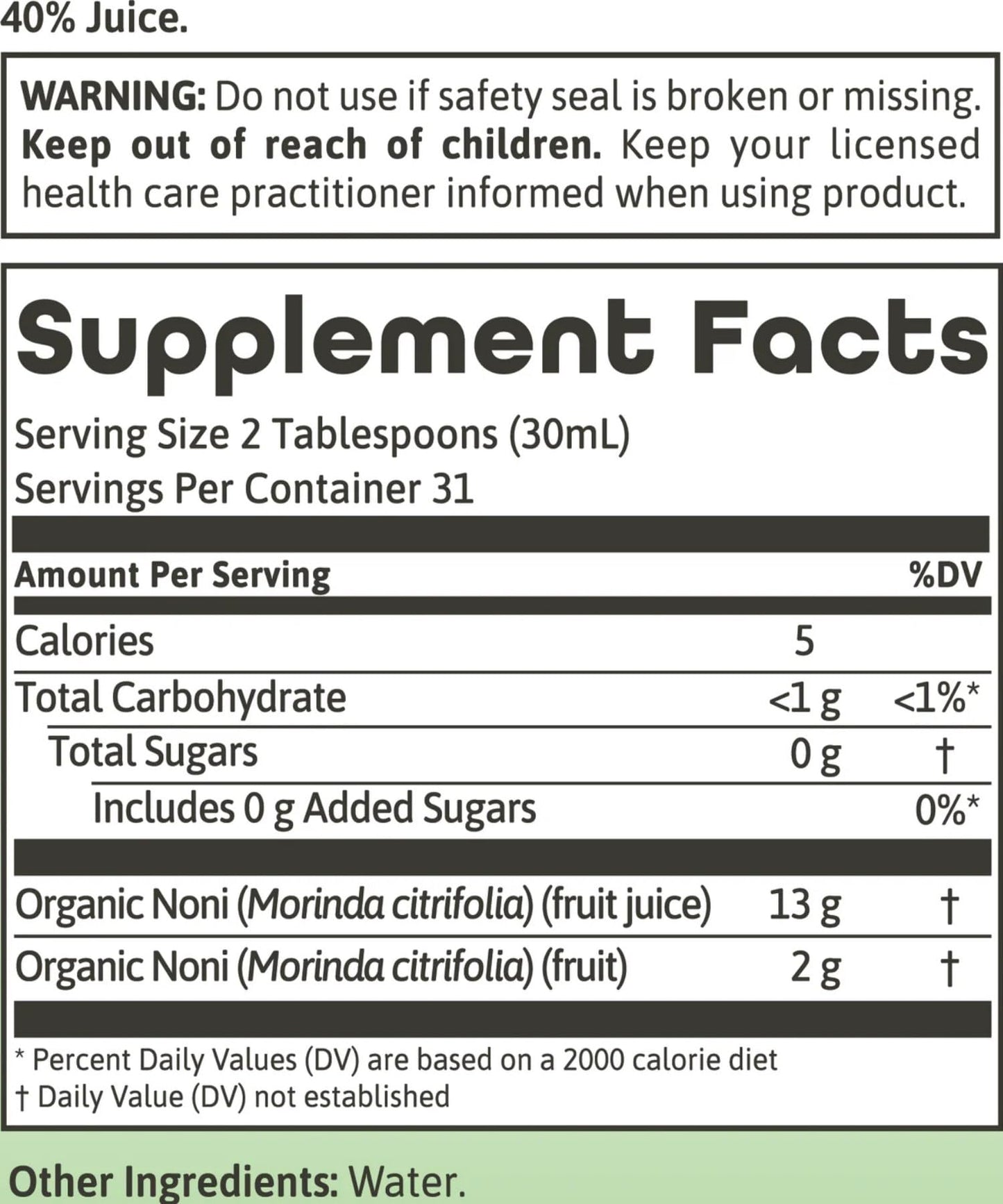 Dynamic Health Certified Organic Noni Juice Liquid 32 Fl Oz