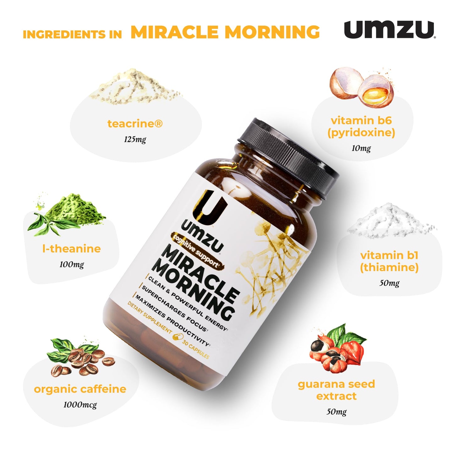 UMZU Miracle Morning Energy Support Supplement Capsules 30