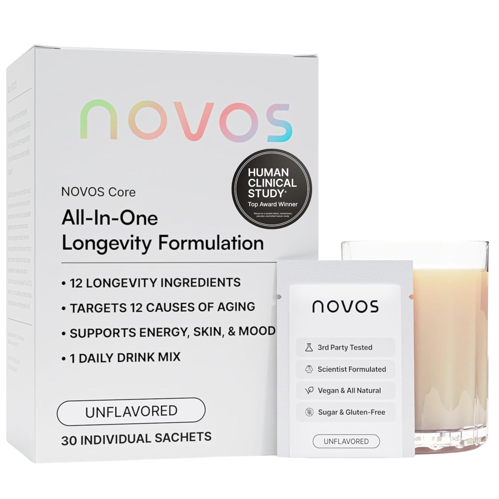 NOVOS Core Daily Longevity Supplement Powder 15.9 Ounce