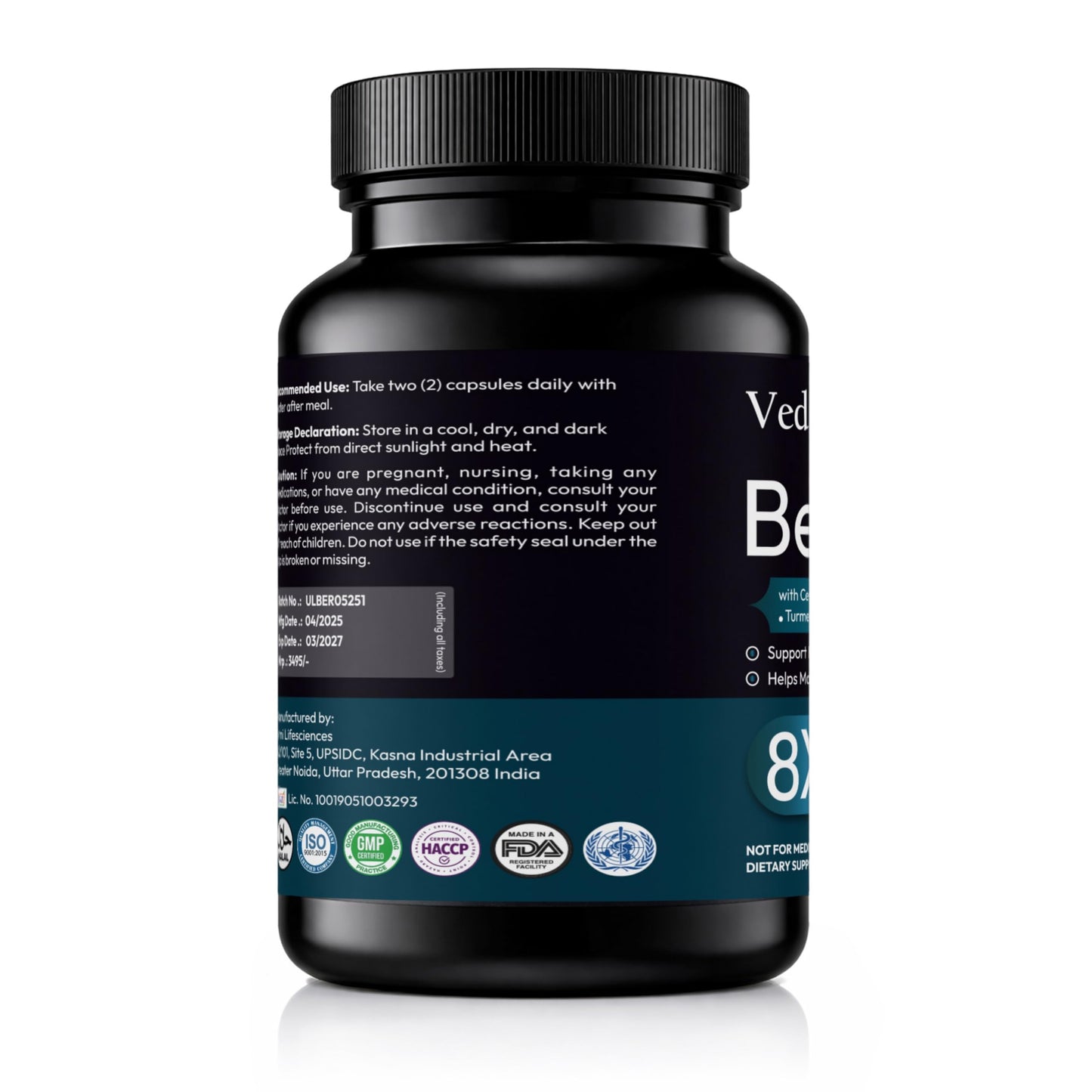 Vedazest Berberine 120 Vegetarian Capsules, 1 Capsule