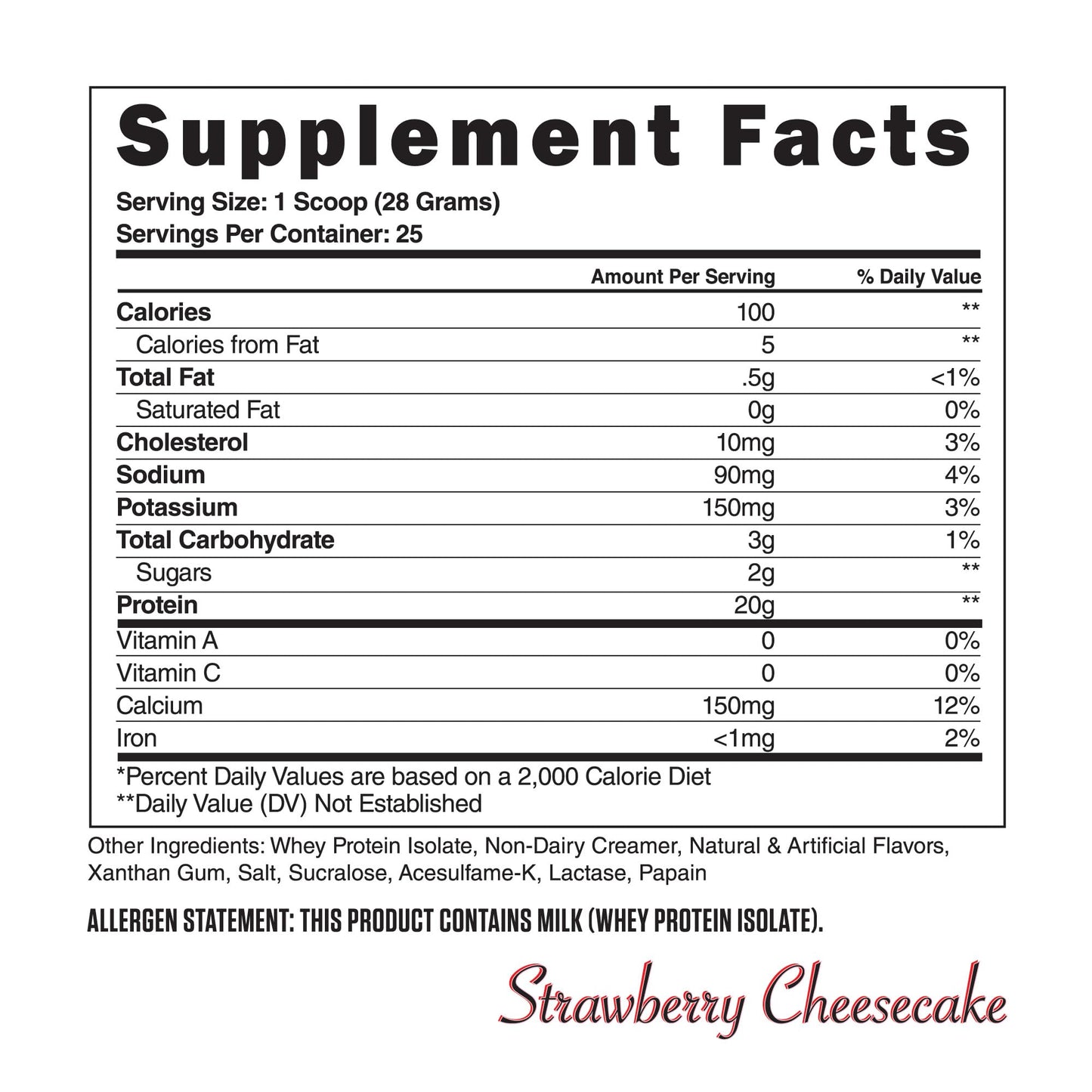 Steel Supplements Whey-ISO 100% Whey Isolate Protein Powder Strawberry Cheesecake (25 Servings)