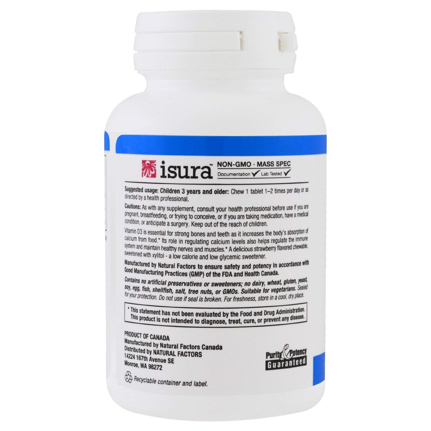 Natural Factors Vitamin D3 400 IU Tablet, 100 Count