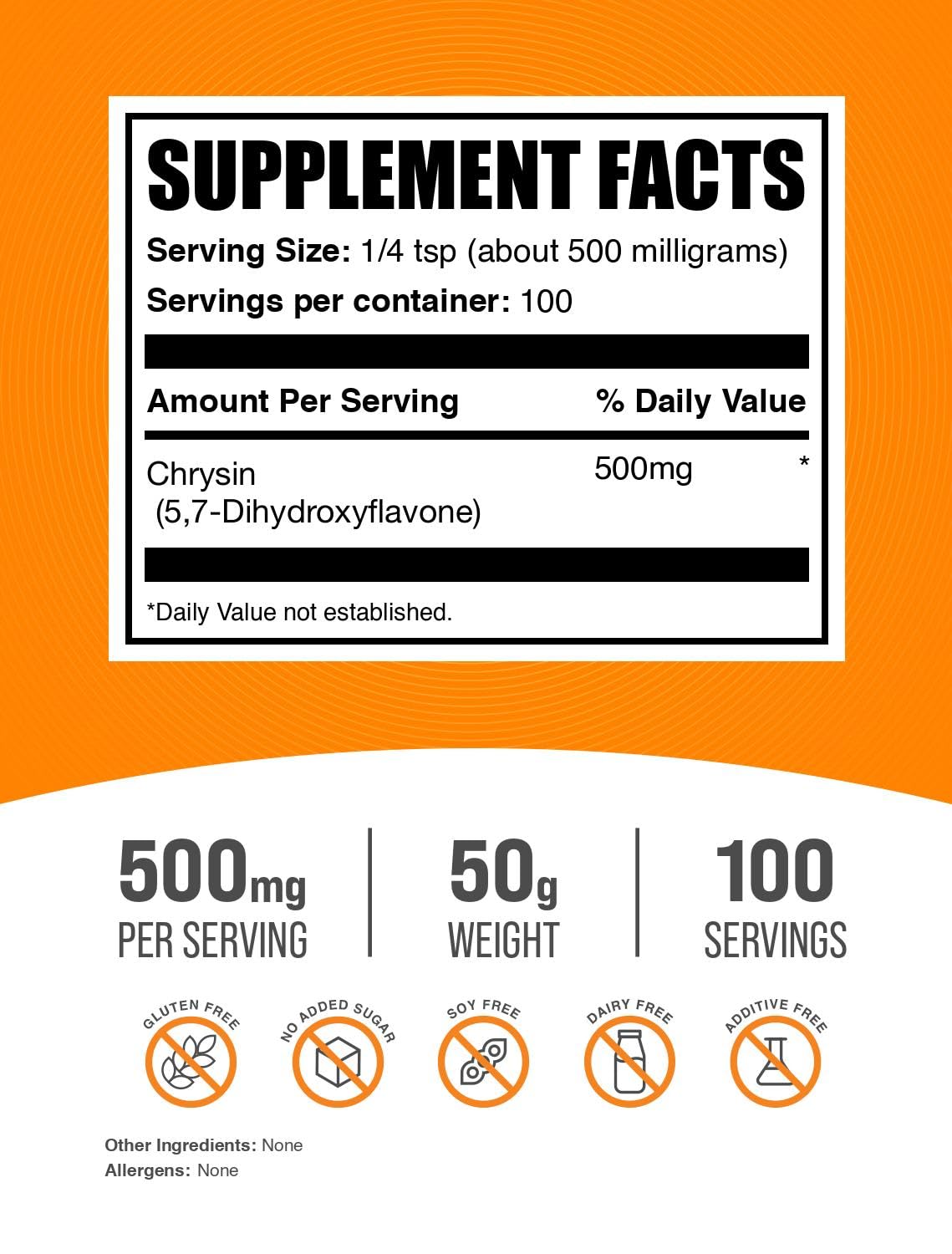 BulkSupplements Chrysin Powder 1.76 Ounces