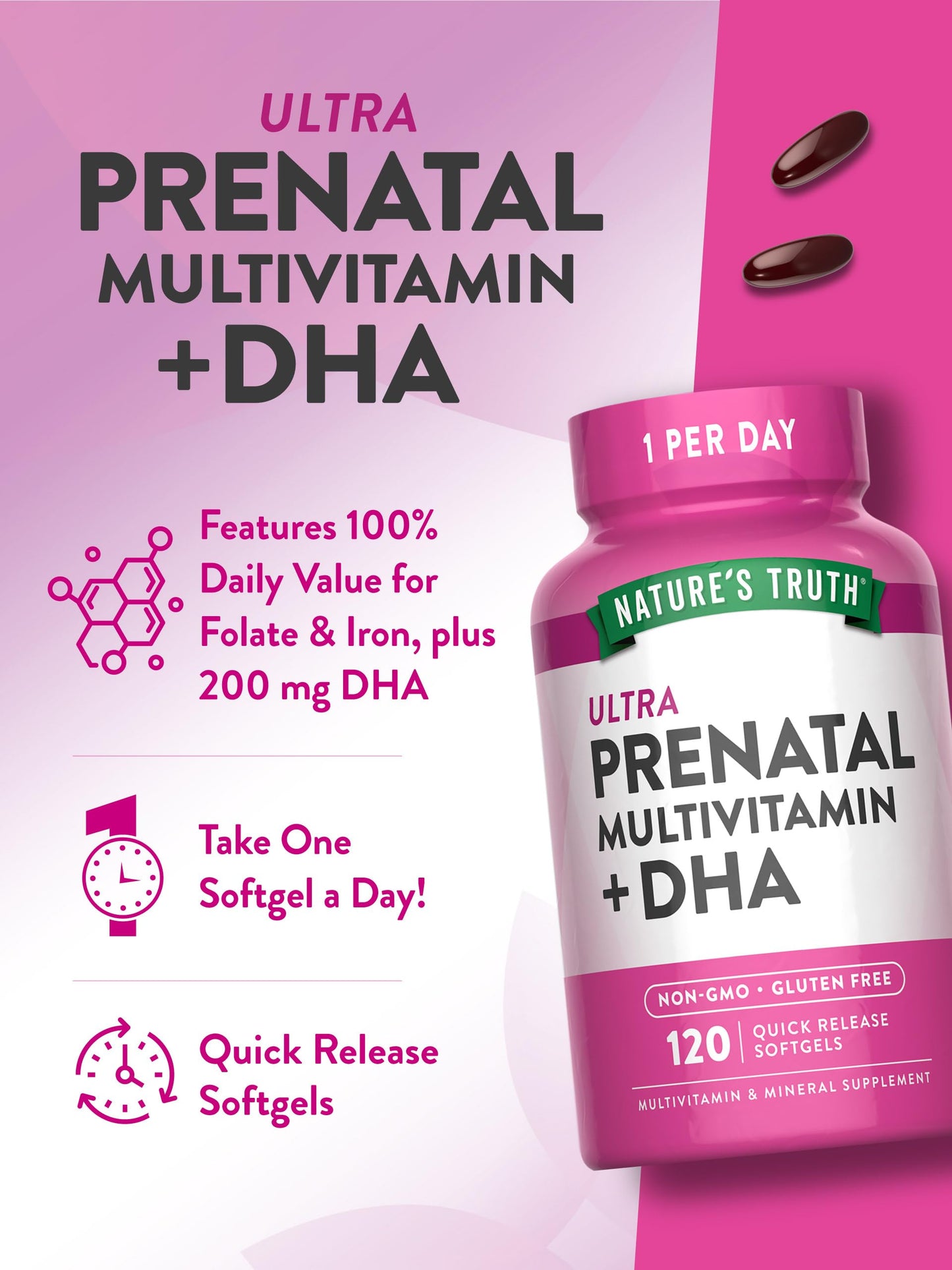 Nature's Truth Prenatal Vitamin for Women Softgels 120