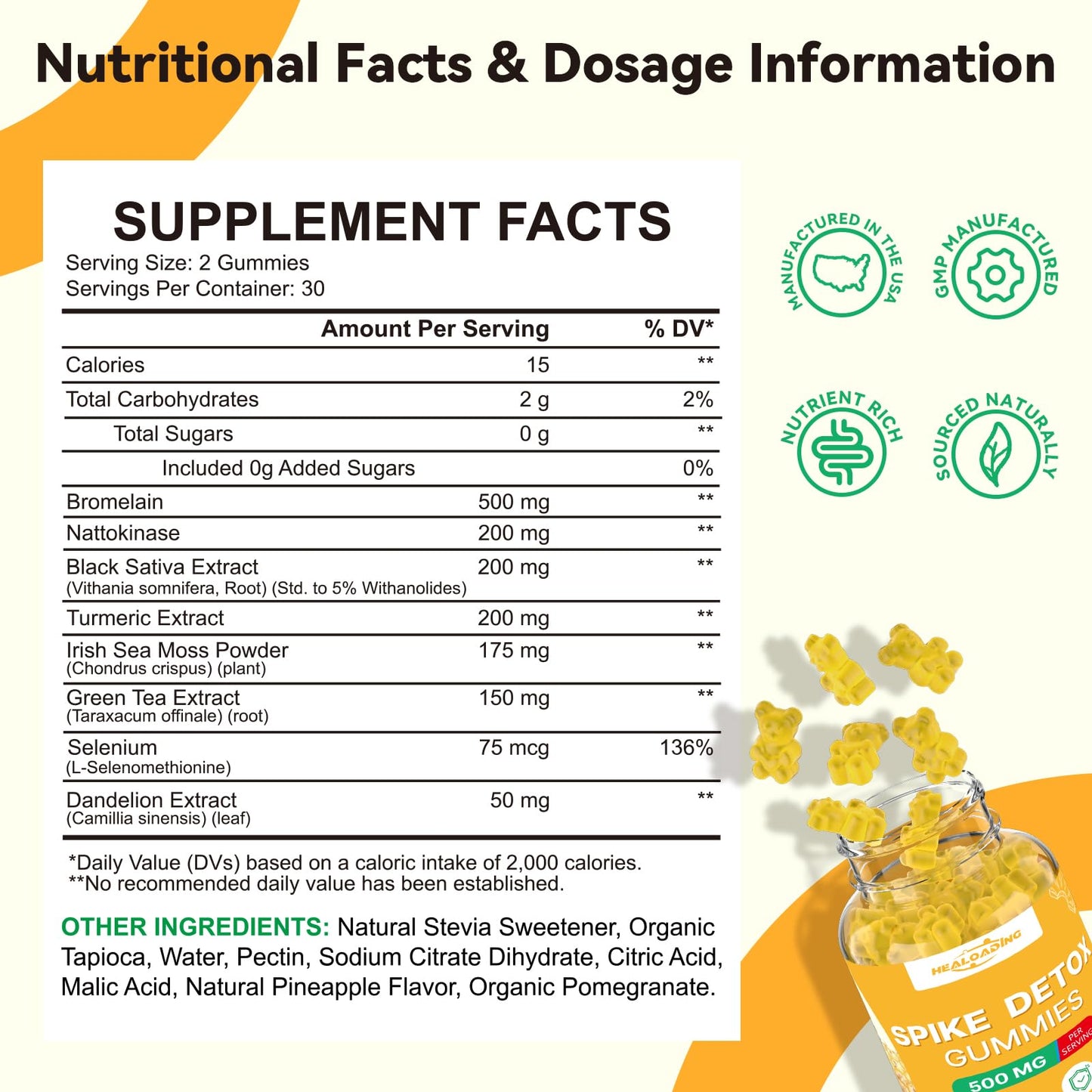 HEALOADING Spike Protein Detox Supplement Spike Support, 60 Gummies
