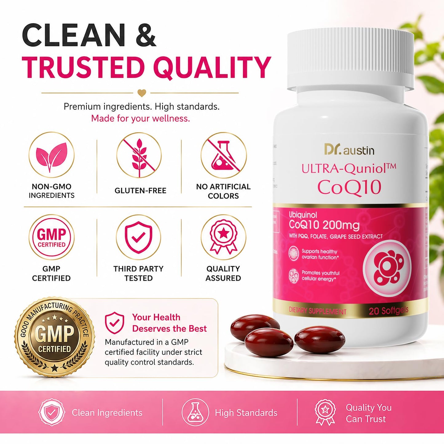 DR.AUSTIN CoQ10 200mg Ubiquinol Capsule, 20 Capsules