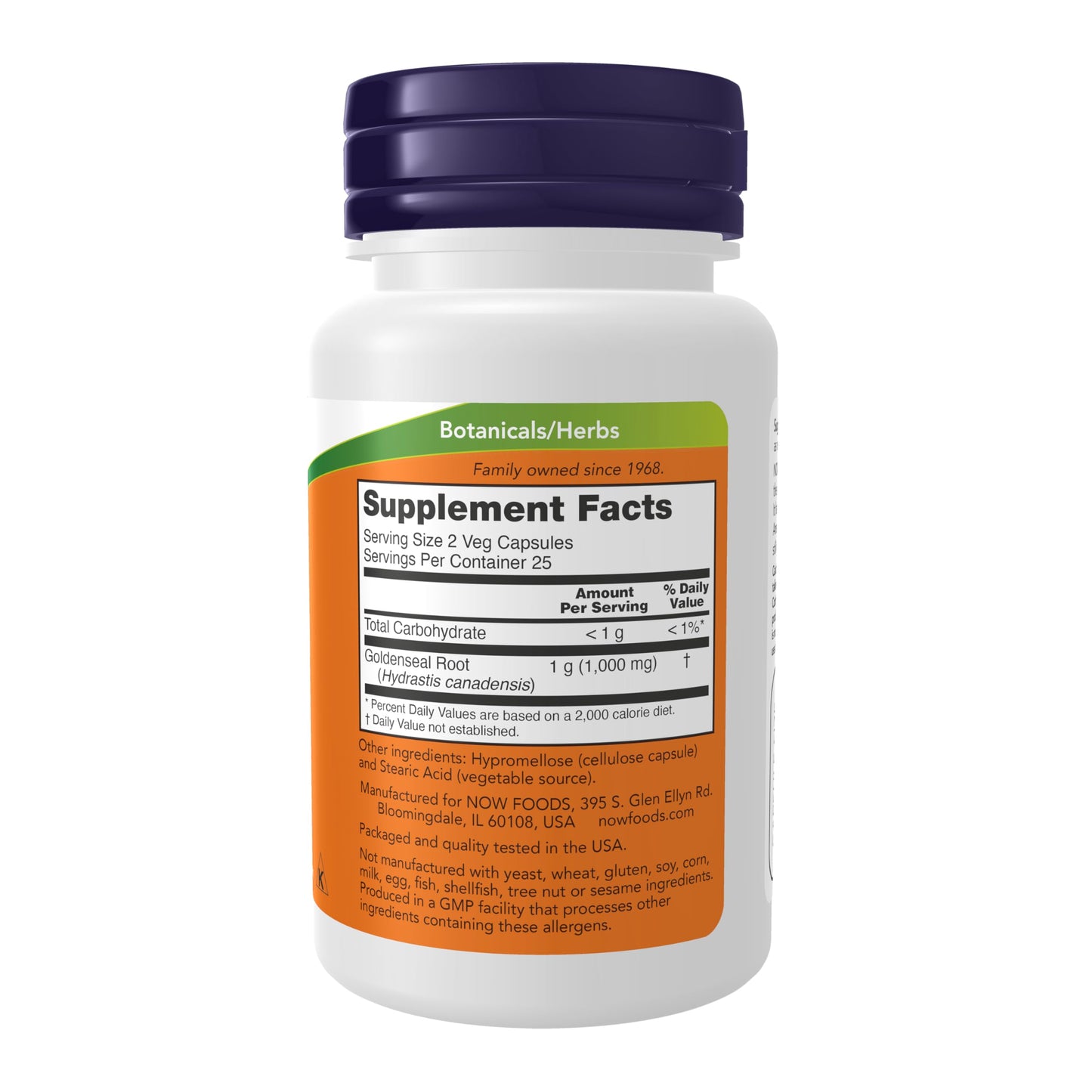 NOW Foods Goldenseal Root (Hydrastis canadensis) 500 mg Capsule, 50 Veg Capsules