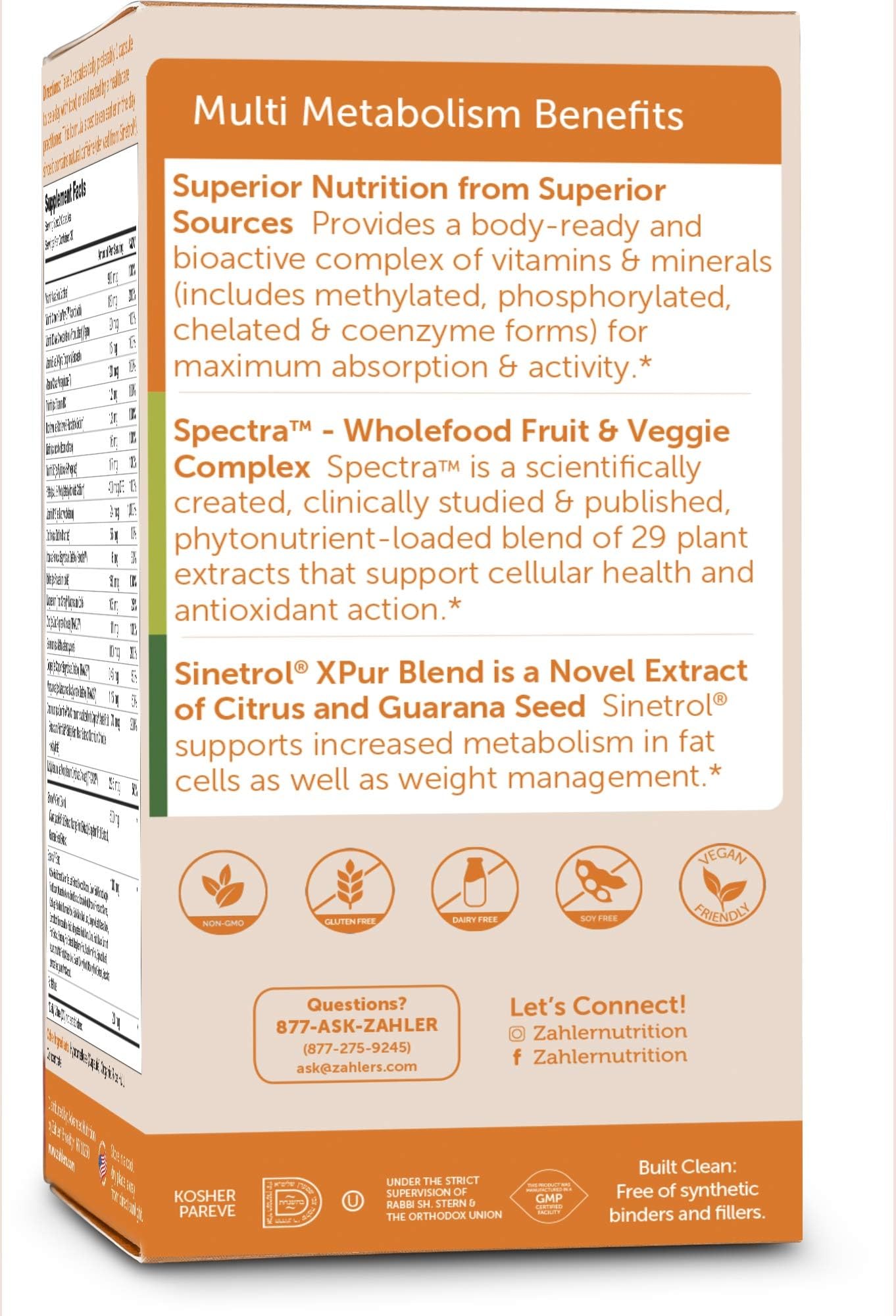 Zahler Multivitamin Metabolism + Weight Management Support for Women and Men with Iron Capsules, 60 Count