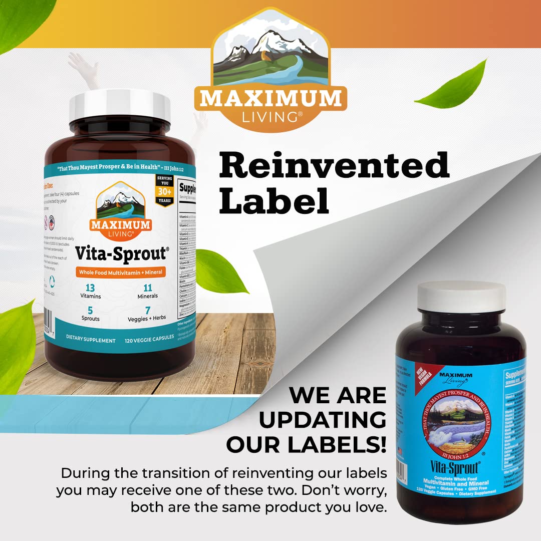 Maximum Living Vita-Sprout Whole-Food Multivitamin & Phytonutrient Blend 120 Capsules