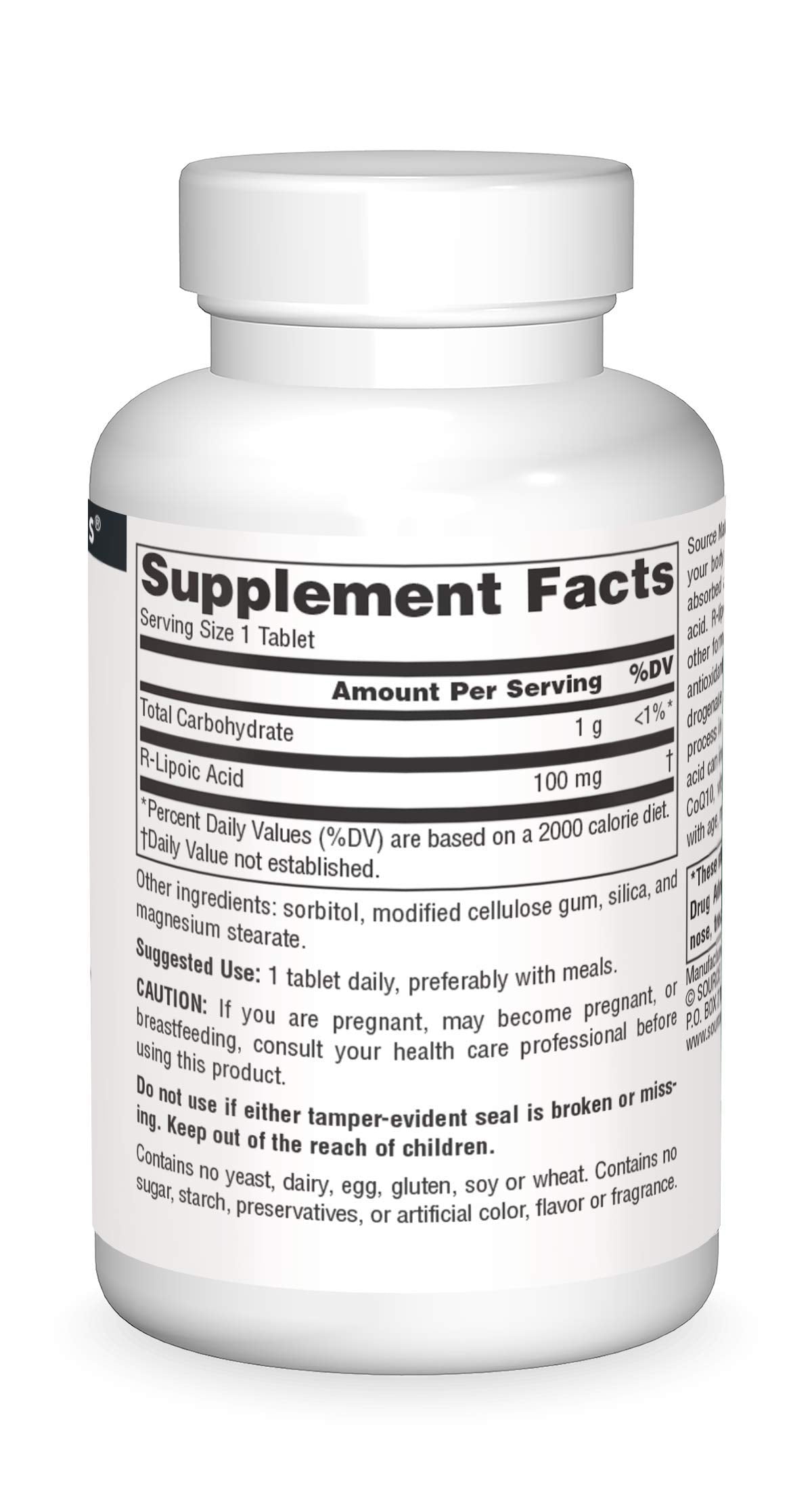 Source Naturals R-Lipoic Acid 100mg Tablets, 60 Count