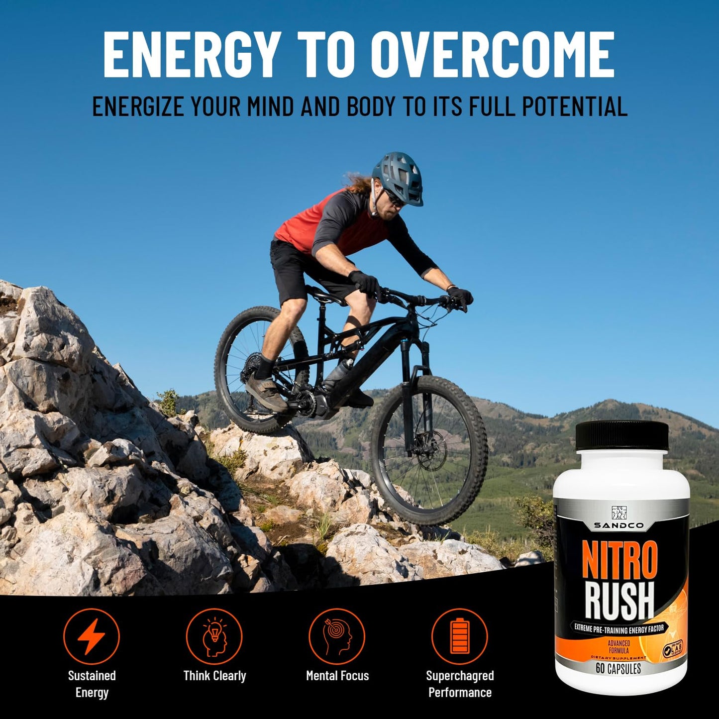 Sandco Nitro Rush Nootropic Brain Supplement Capsule, 60 Count