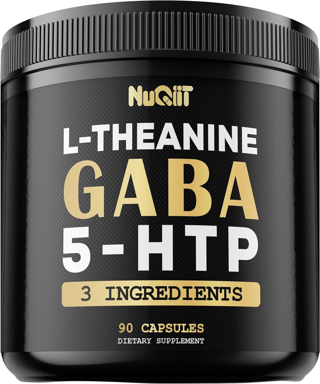 NUQIIT 3in1 GABA Supplements 750mg L-Theanine 200mg & 5-HTP (5-hydroxytryptophan) - Equivalent to 1000mg - Support Brain Health, Concentration, Comfortable Mood 90 Capsules