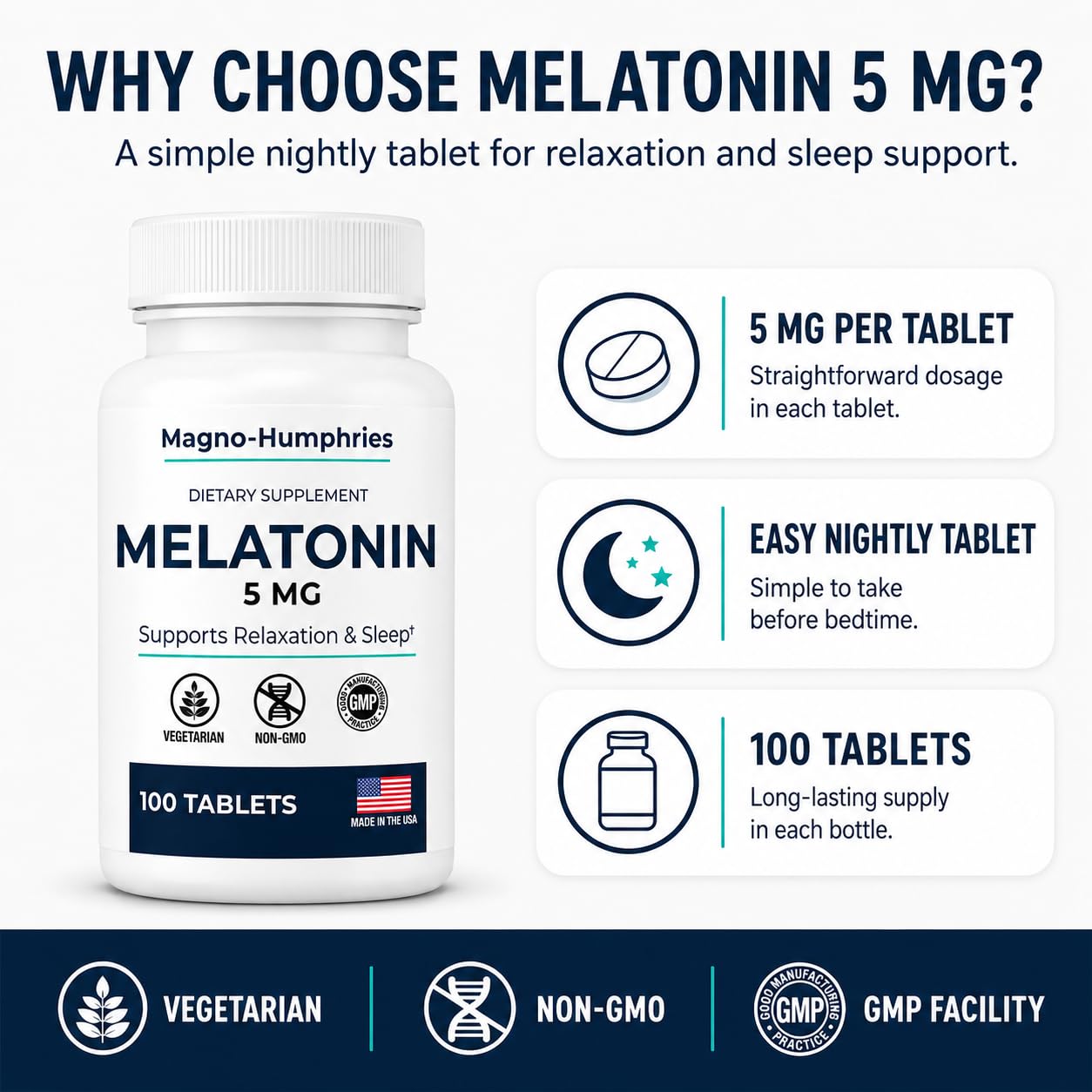 Magno-Humphries Melatonin 5 mg, 100 Tablets